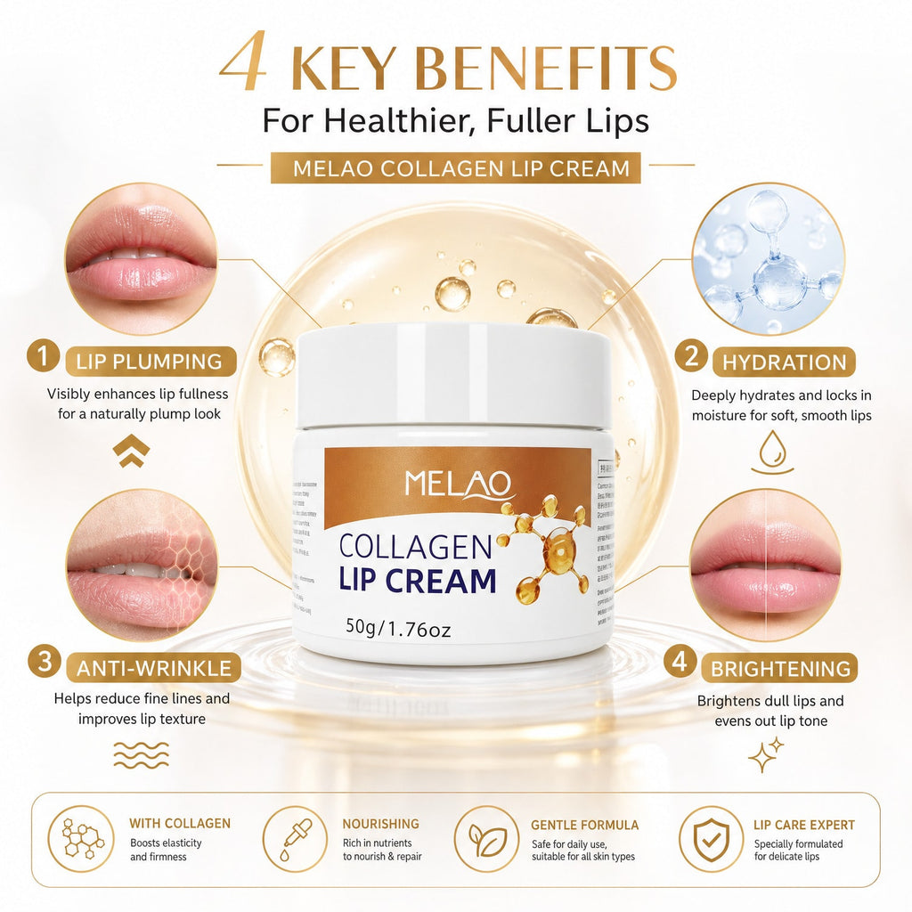 MELAO Collagen Lip Cream 50g/1.76oz, Hydrating Lip Balm for Dry Cracked Lips, Moisturizing & Plumping Lip Treatment to Reduce Fine Lines
