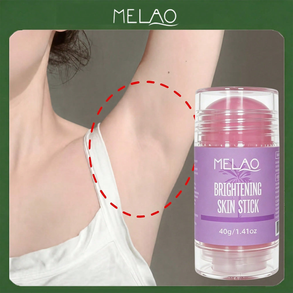 MELAO Brightening Skin Stick 40g/1.41oz, Dark Spot Corrector Stick for Underarms, Knees & Elbows, Portable Even Tone Lightening Moisturizing Body Balm Stick