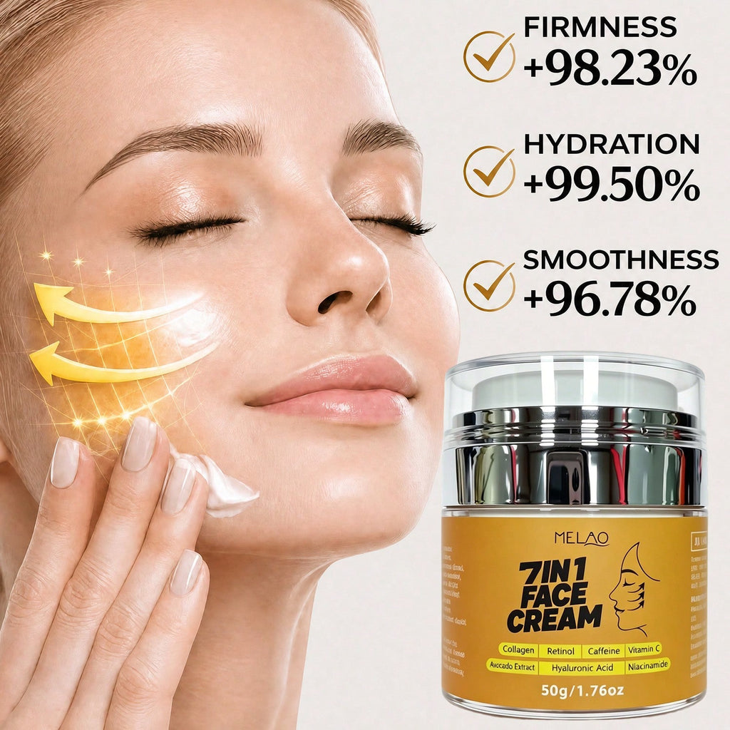 MELAO 7 in 1 Multi-Effect Face Cream 50g/1.76oz, Retinol Collagen Vitamin C Niacinamide Hyaluronic Acid Anti-Aging Facial Moisturizer, Reduce Wrinkles, Brighten Dark Spots & Firm Skin