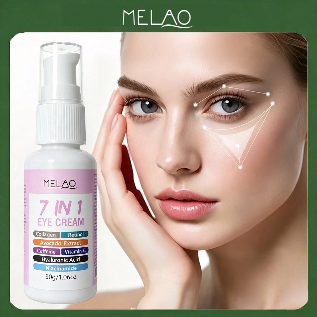 MELAO 7 in 1 Multi-Effect Eye Cream 30g/1.06oz, Retinol Collagen Vitamin C Caffeine Under Eye Cream, Firm Lifting Anti-Aging Serum to Reduce Dark Circles, Puffiness & Fine Lines