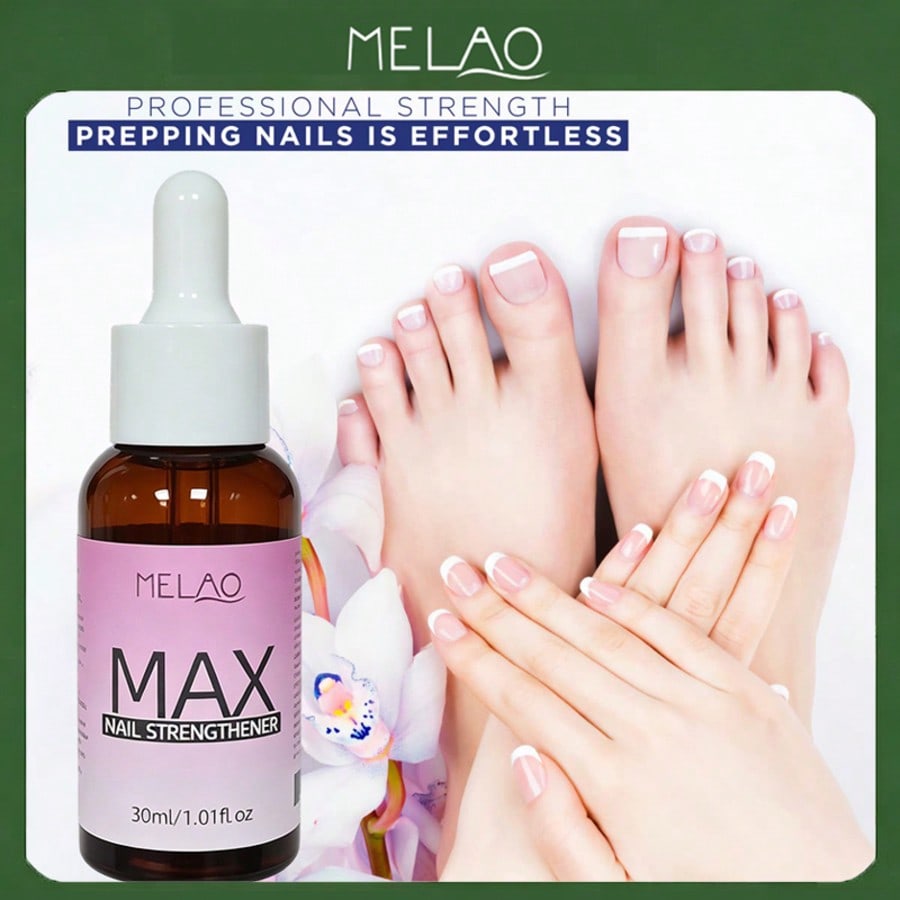 MELAO Max Nail Strengthener Serum 30ml/1.01fl oz, Nail Hardener for Weak Thin Cracked Nails, Repair Split Peeling Nails & Boost Nail