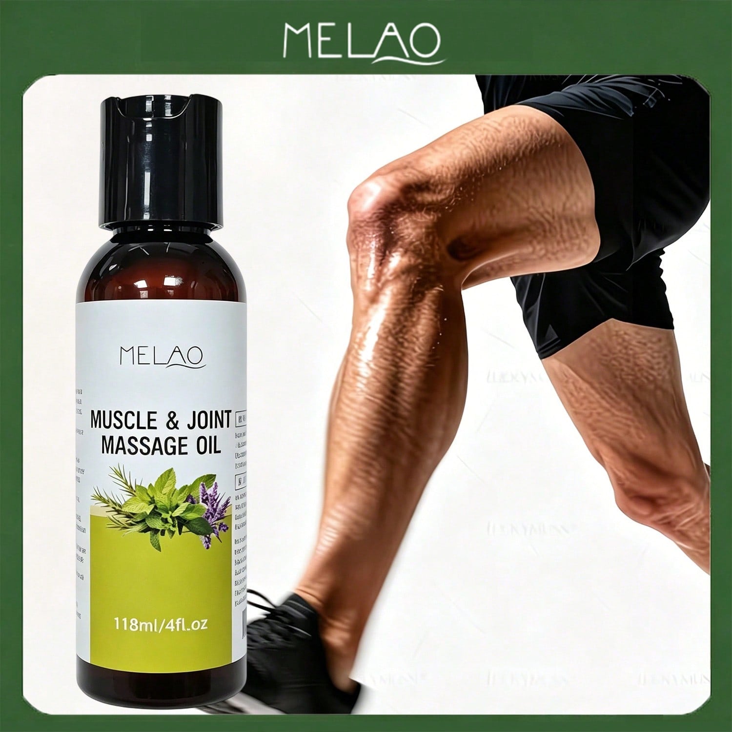 MELAO Muscle & Joint Massage Oil 118ml/4fl.oz, Natural Herbal Body Massage Oil
