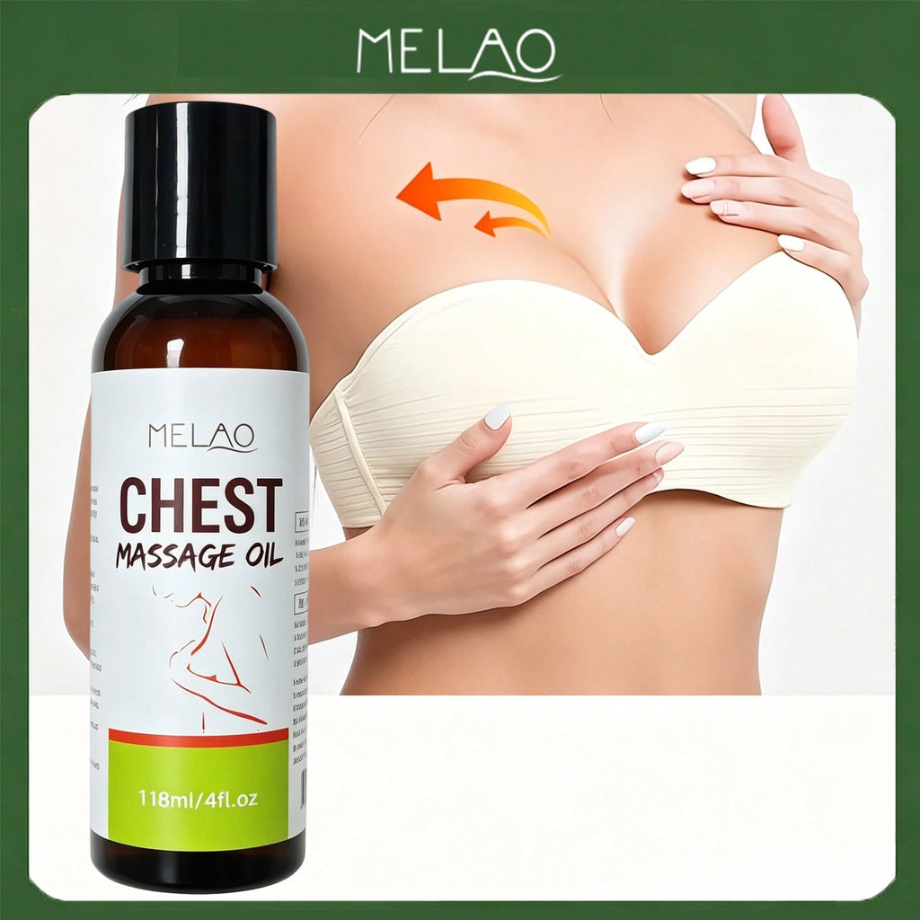 MELAO Chest Massage Oil 118ml/4fl.oz, Natural Firming Bust Massage Oil, Nourish Chest Skin, Improve Elasticity & Smooth Sagging Chest Area