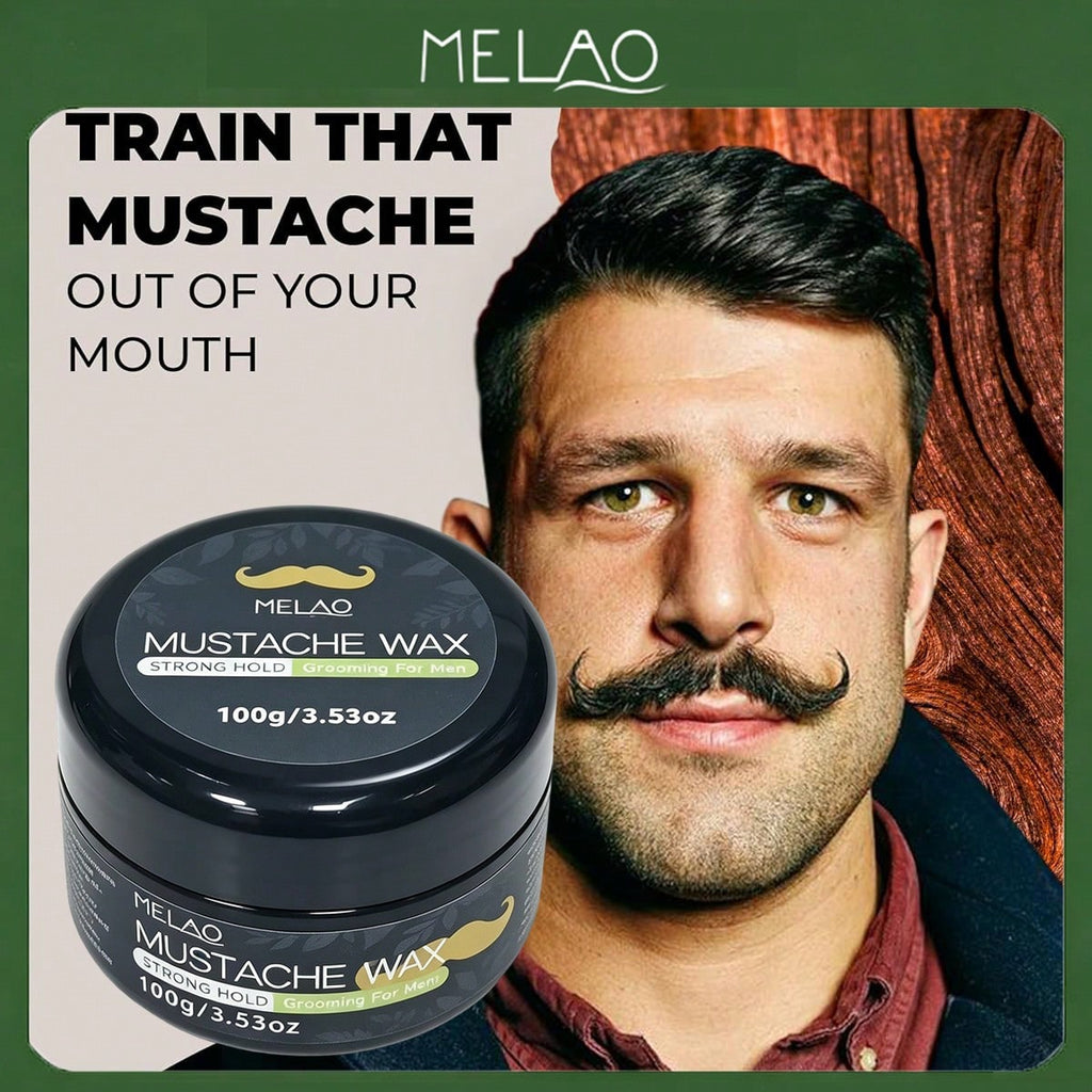 MELAO Strong Hold Mustache Wax 100g/3.53oz, Men Mustache Styling Wax, Long Lasting Hold to Shape & Tame Unruly Mustache Facial Hair