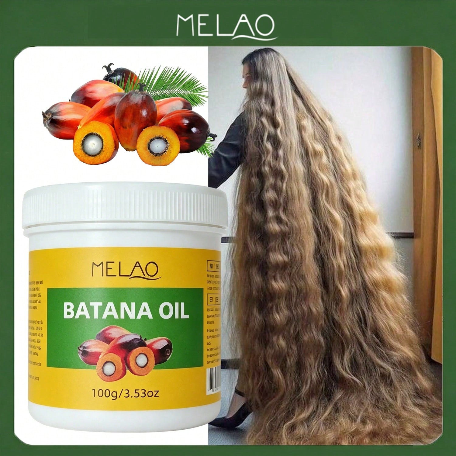 MELAO Batana Oil 100g/3.53oz, Pure Natural Batana Oil for Hair, Strengthening & Repairing Damaged Hair, Nourishing Scalp & Skin Oil