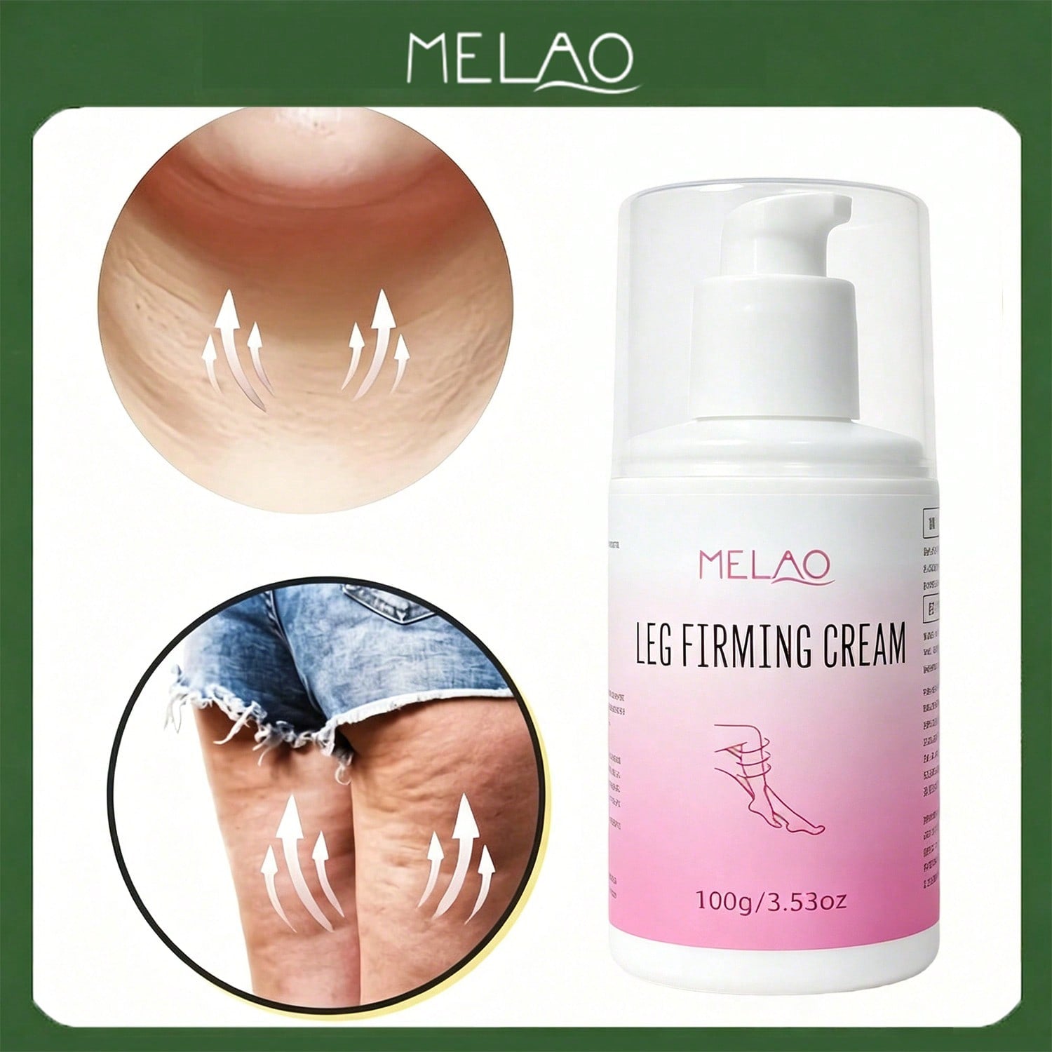 MELAO Leg Firming Cream 100g/3.53oz, Tightening Body Lotion for Thighs & Calves, Smooth Saggy Crepey Leg Skin & Improve Skin Elasticity