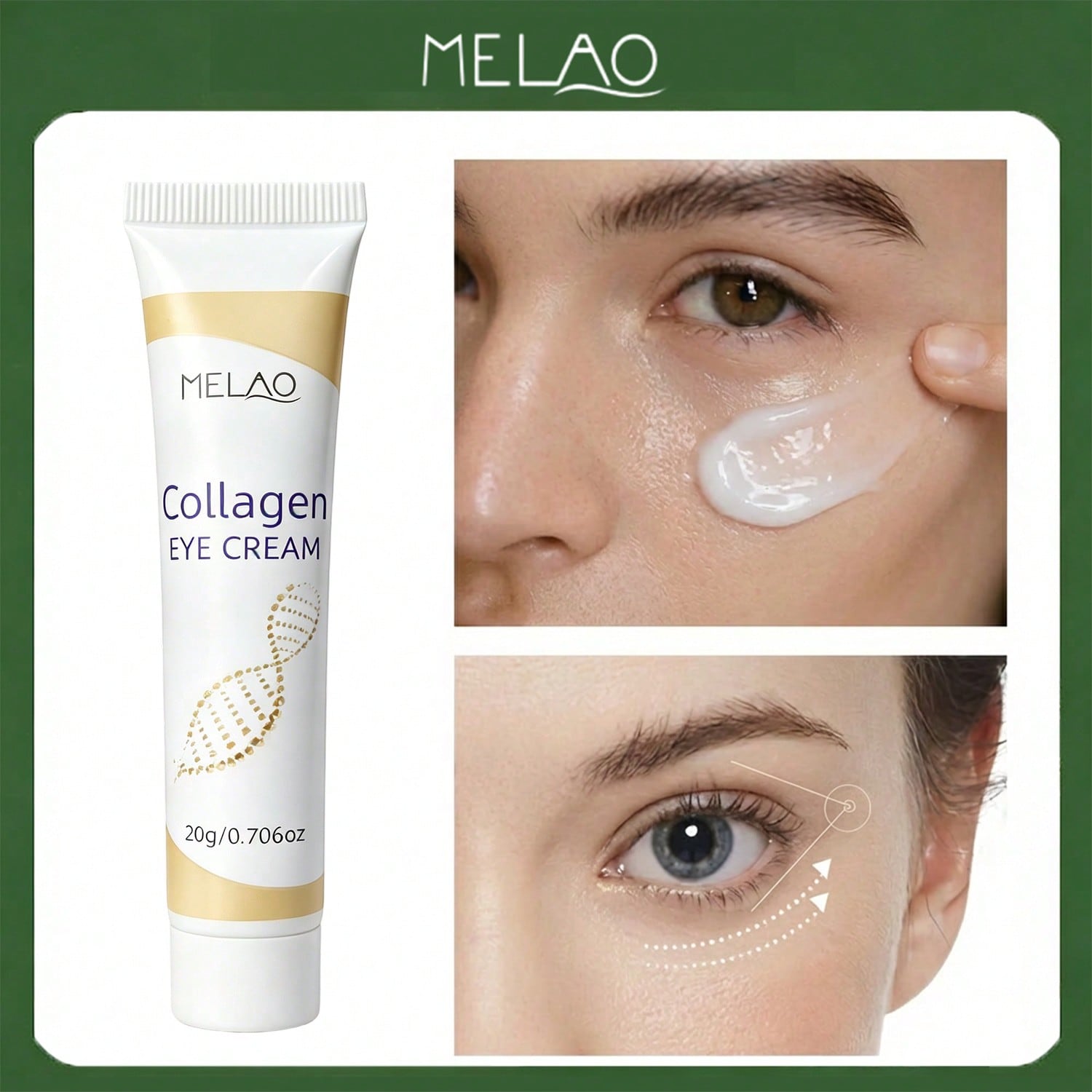 MELAO Collagen Eye Cream 20g/0.706oz, Anti-Aging Under Eye Moisturizer, Reduce Dark Circles, Puffiness & Fine Lines, Firm Delicate Eye Area Skin