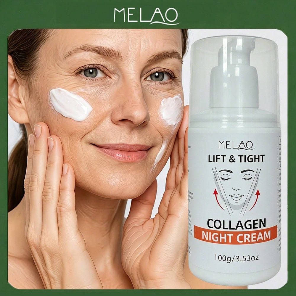 MELAO Lift & Tight Collagen Night Cream 100g/3.53oz, Overnight Anti-Aging Facial Moisturizer, Lifting Tightening Face Cream to Reduce Sagging & Smooth Wrinkles