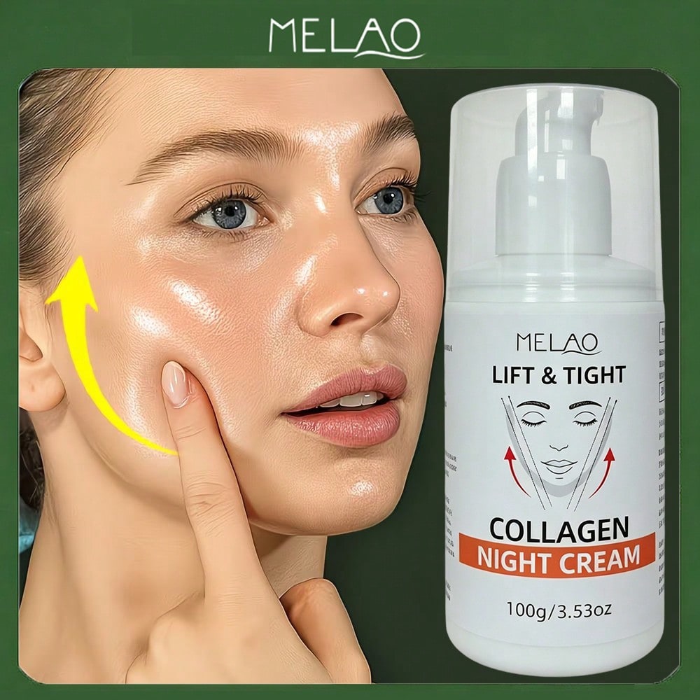 MELAO Lift & Tight Collagen Night Cream 100g/3.53oz, Overnight Anti-Aging Facial Moisturizer, Lifting Tightening Face Cream to Reduce Sagging & Smooth Wrinkles