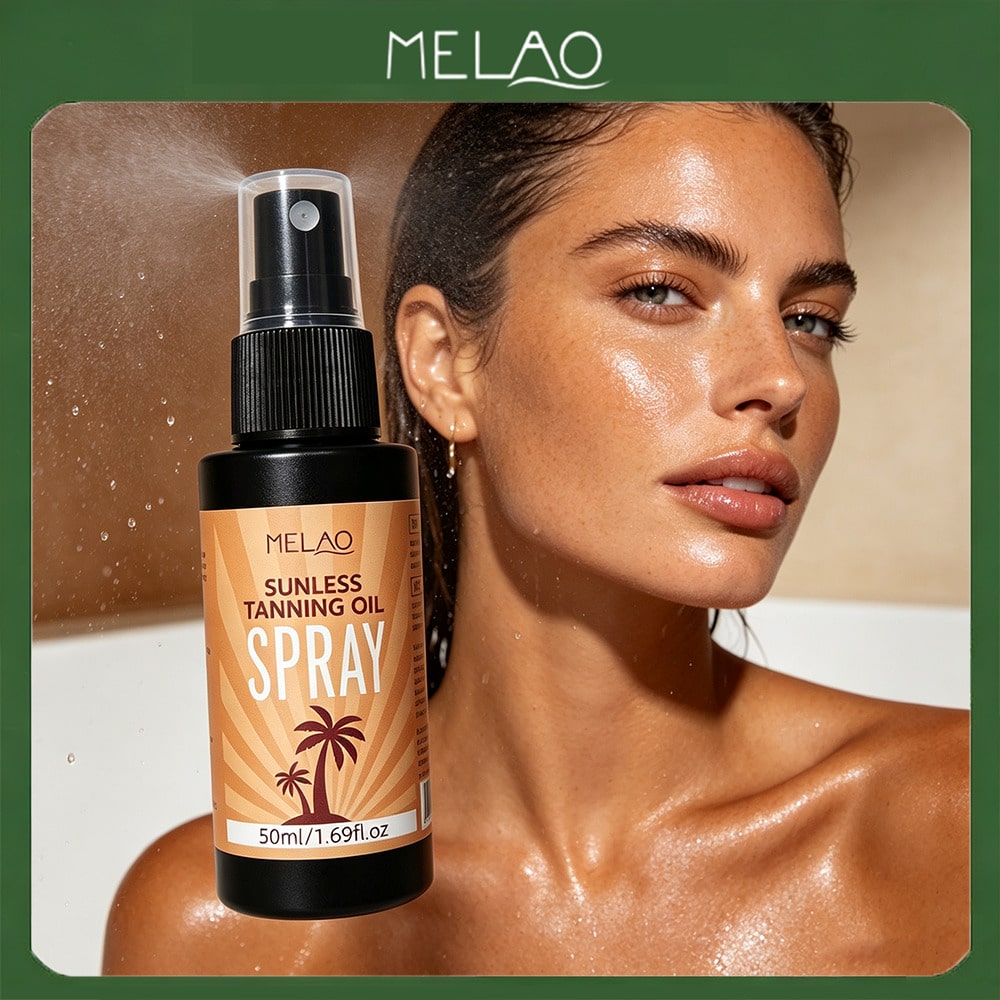 MELAO Sunless Tanning Oil Spray 50ml/1.69fl.oz, Self Tanner Body Bronzer Spray, No Sun Needed Natural Golden Tan, Quick Absorb Streak-Free Fake Tan Oil for Full Body