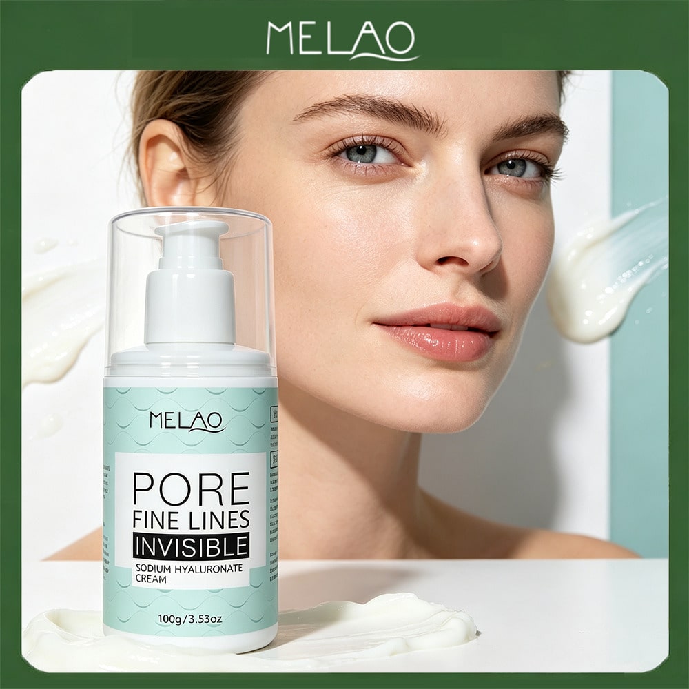 MELAO Pore Fine Lines Invisible Sodium Hyaluronate Cream 100g/3.53oz, Pore Minimizing Primer Moisturizer, Smooth Fine Lines, Blur Pores, Oil Control & Long Lasting Makeup Base Cream