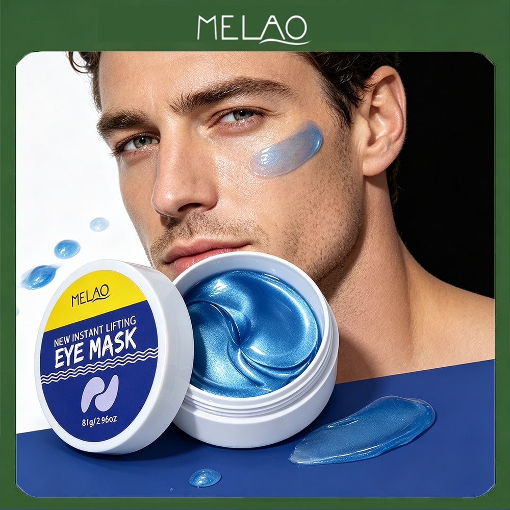 MELAO Men Instant Lifting Blue Gel Eye Mask 81g/2.96oz, Anti-Aging Men’s Under Eye Patches, Reduce Puffiness, Dark Circles & Fine Lines, Firm Tired Male Under Eye Skin