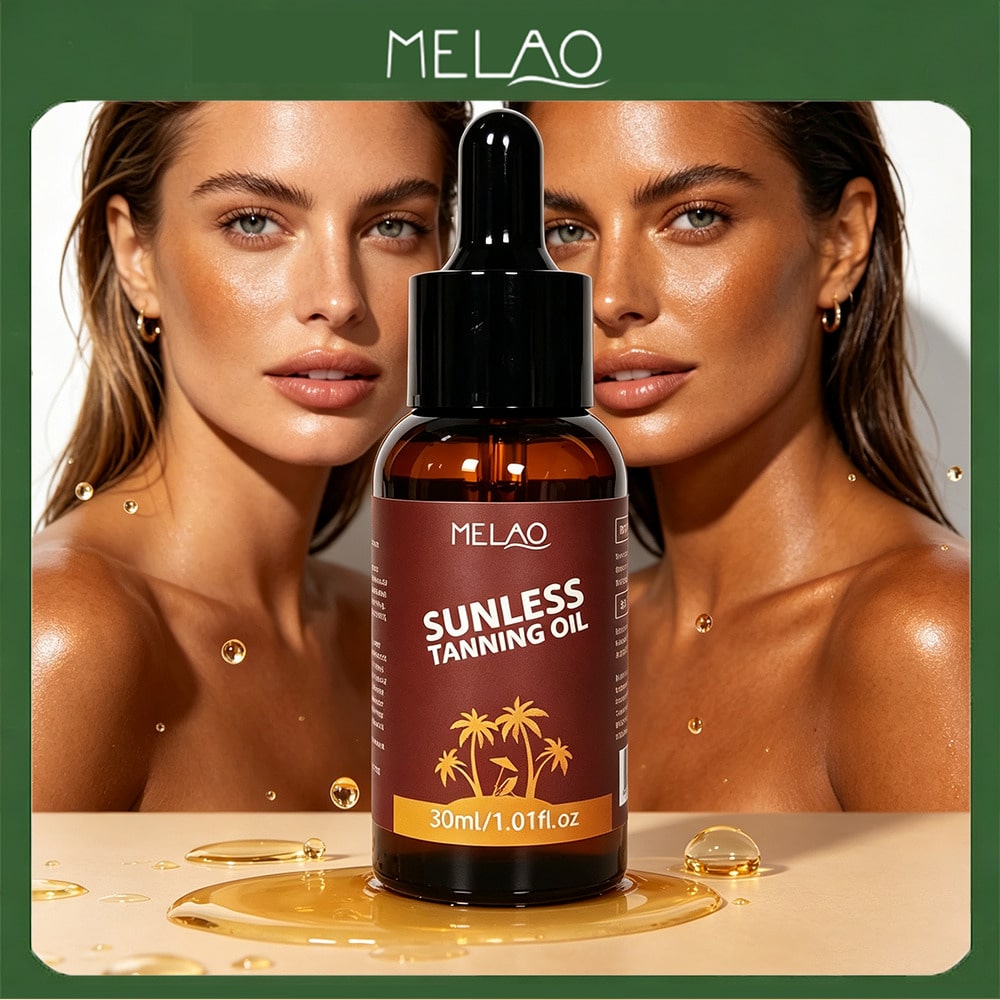 MELAO Sunless Tanning Oil 30ml/1.01fl.oz, Self Tanning Body Oil, Natural Bronzing Glow, Gradual Fake Tan Moisturizing Oil