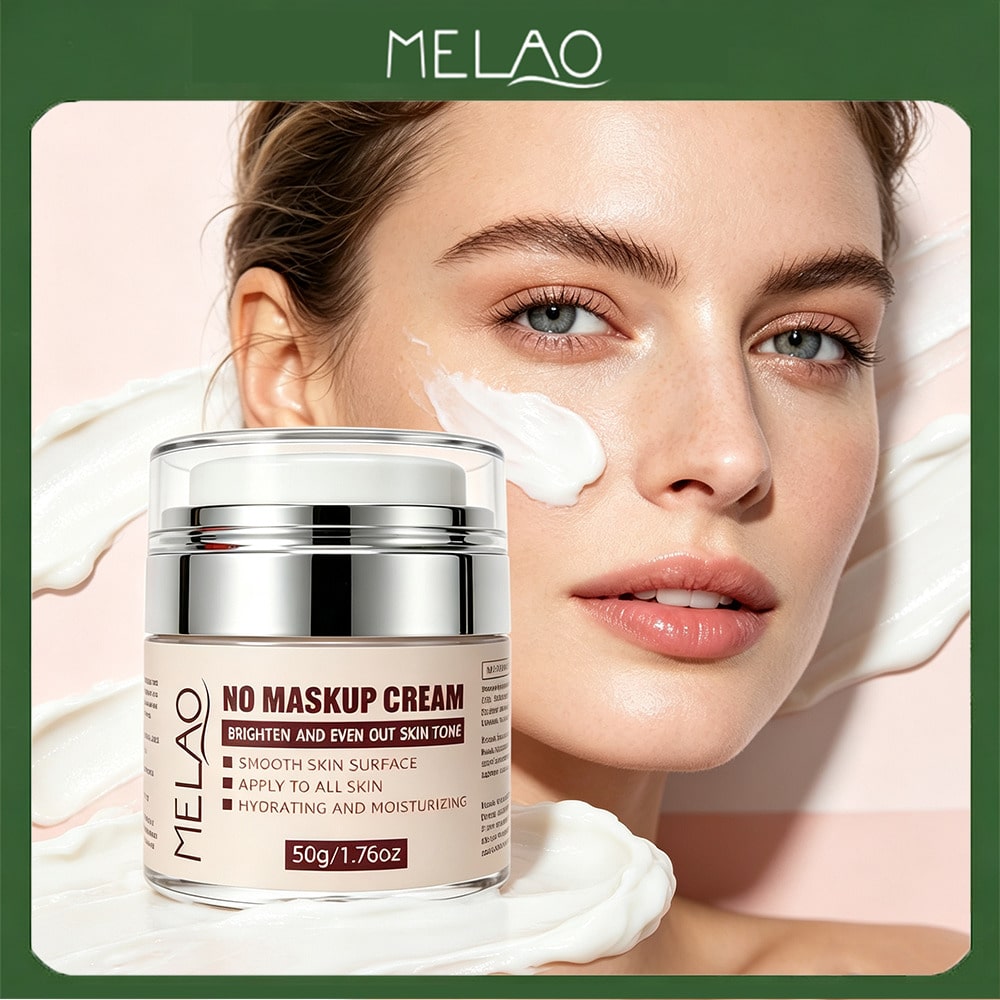 MELAO No Makeup Face Cream 50g/1.76oz, Hydrating Tone Evening Cream, Smooth Skin & Natural Glow Daily Primer Cream