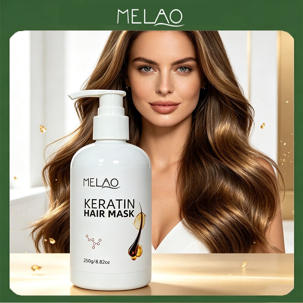 MELAO Keratin Hair Mask 250g/8.82oz, Deep Conditioning Repair Hair Mask, Tame Frizz & Restore Silky Shine for Dry Damaged Hair