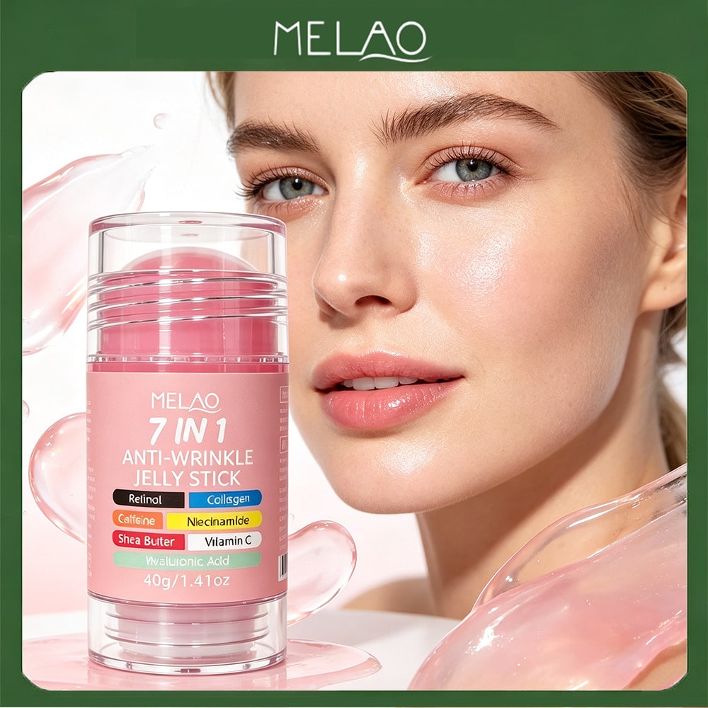 MELAO 7 in 1 Anti-Wrinkle Jelly Stick 40g/1.41oz, Multi-Ingredient Hydrating Firming Facial Stick, Smooth Dry Fine Lines & Boost Skin Elasticity