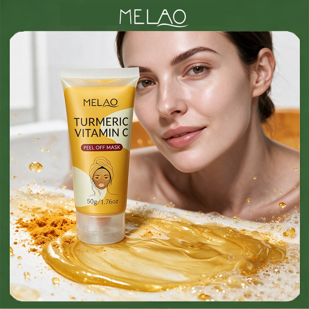 MELAO Turmeric Vitamin C Peel Off Mask 50g/1.76oz, Deep Cleansing Brightening Peel Off Facial Mask, Refine Pores & Improve Dull Skin