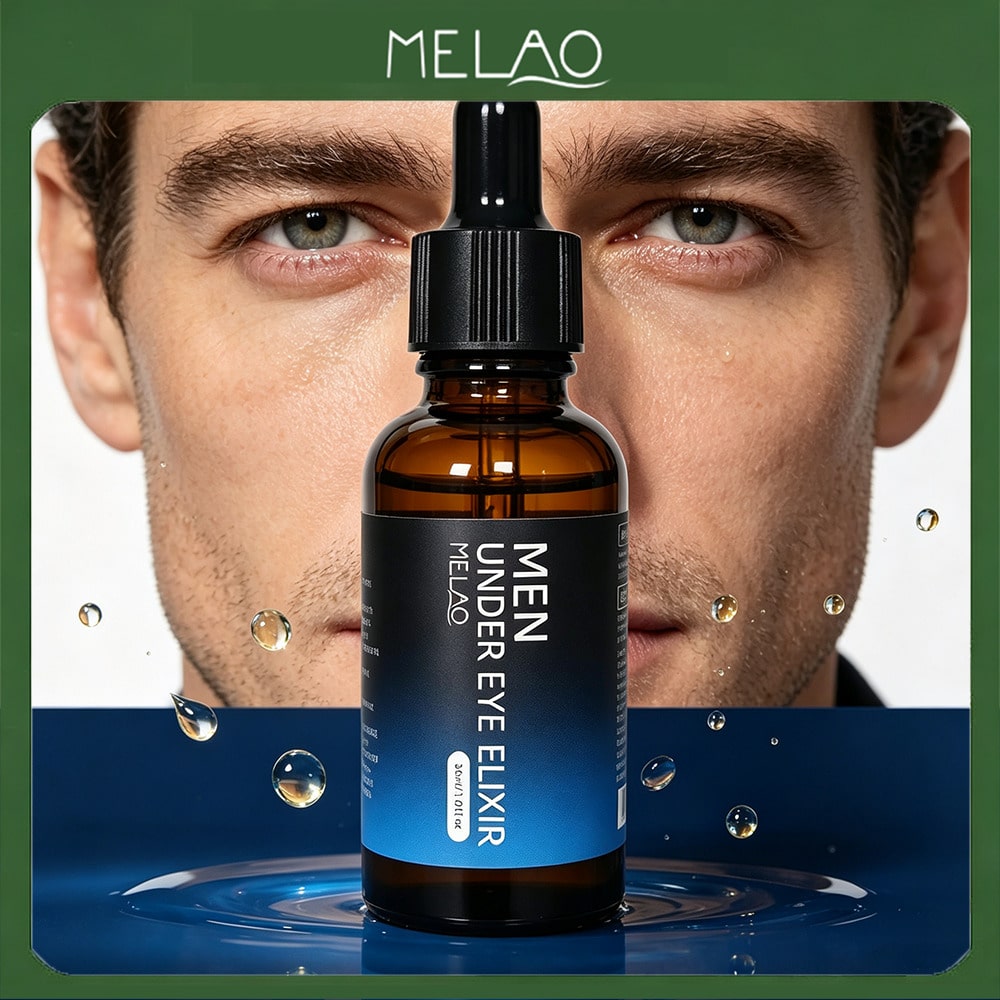 MELAO Men's Under Eye Elixir Serum 30ml/1.01fl oz, Daily Nourishing Under Eye Serum, Hydrate & Smooth Dry Fine Lines for Men's Delicate Eye Skin