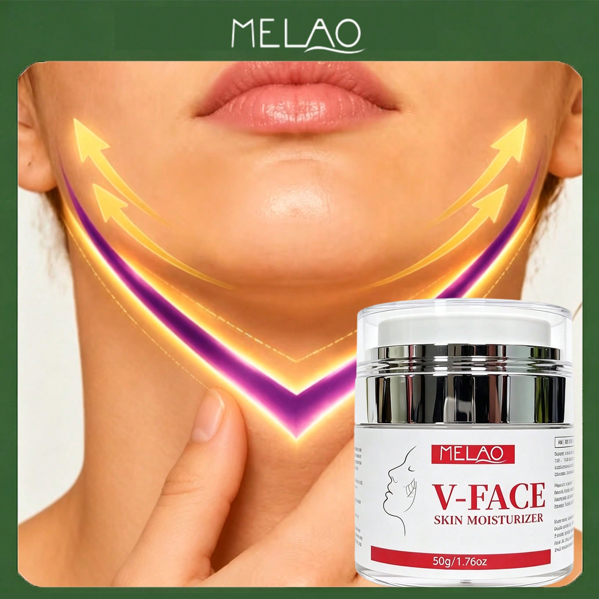 MELAO V-Face Skin Moisturizer 50g/1.76oz, V Line Firming Lifting Facial Cream, Tighten Saggy Jawline, Reduce Facial Puffiness & Reshape Contour, Deep Hydrating Anti-Aging Cream