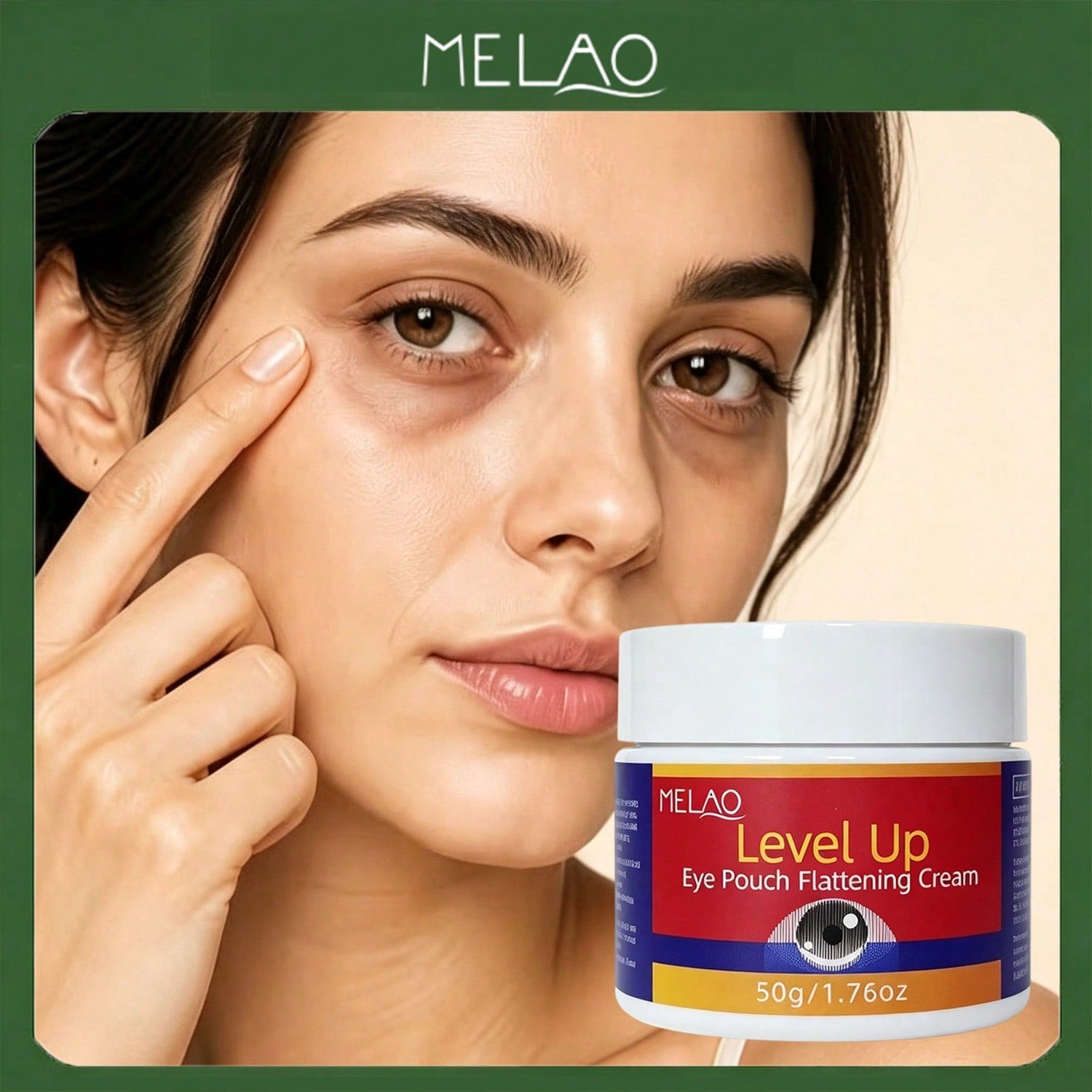 MELAO Eye Pouch Flattening Cream 50g/1.76oz, Anti-Aging Under Eye Firming Cream, Reduce Eye Bags, Puffiness & Deep Wrinkles, Lift Saggy Under-Eye Skin