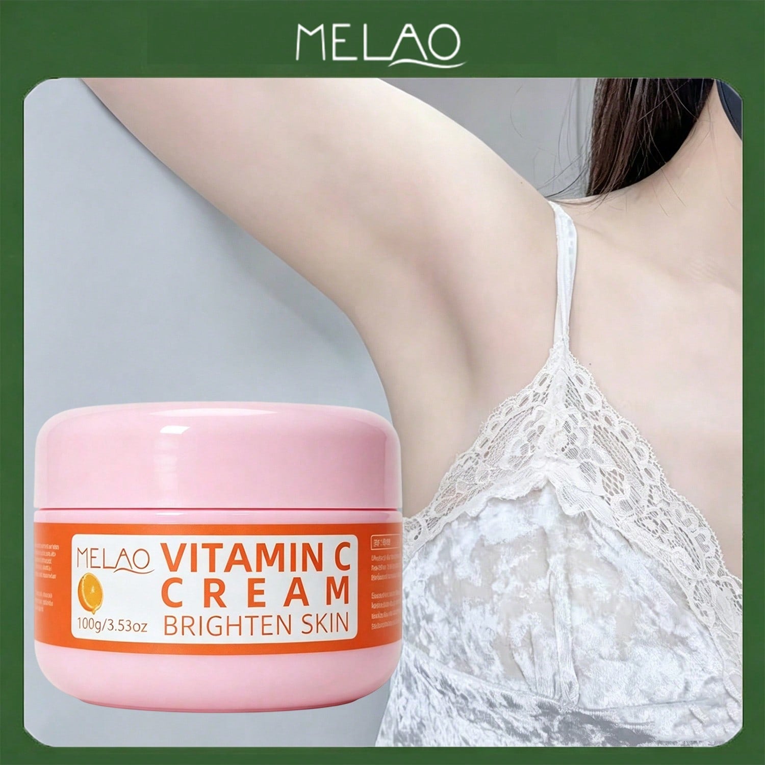 MELAO Vitamin C Cream 100g/3.53oz, Vitamin C Glow Anti-Aging Face Cream, Anti-Wrinkle Deep Hydrating Moisturizer, Improve Dull Uneven Skin & Smooth Dry Fine Lines