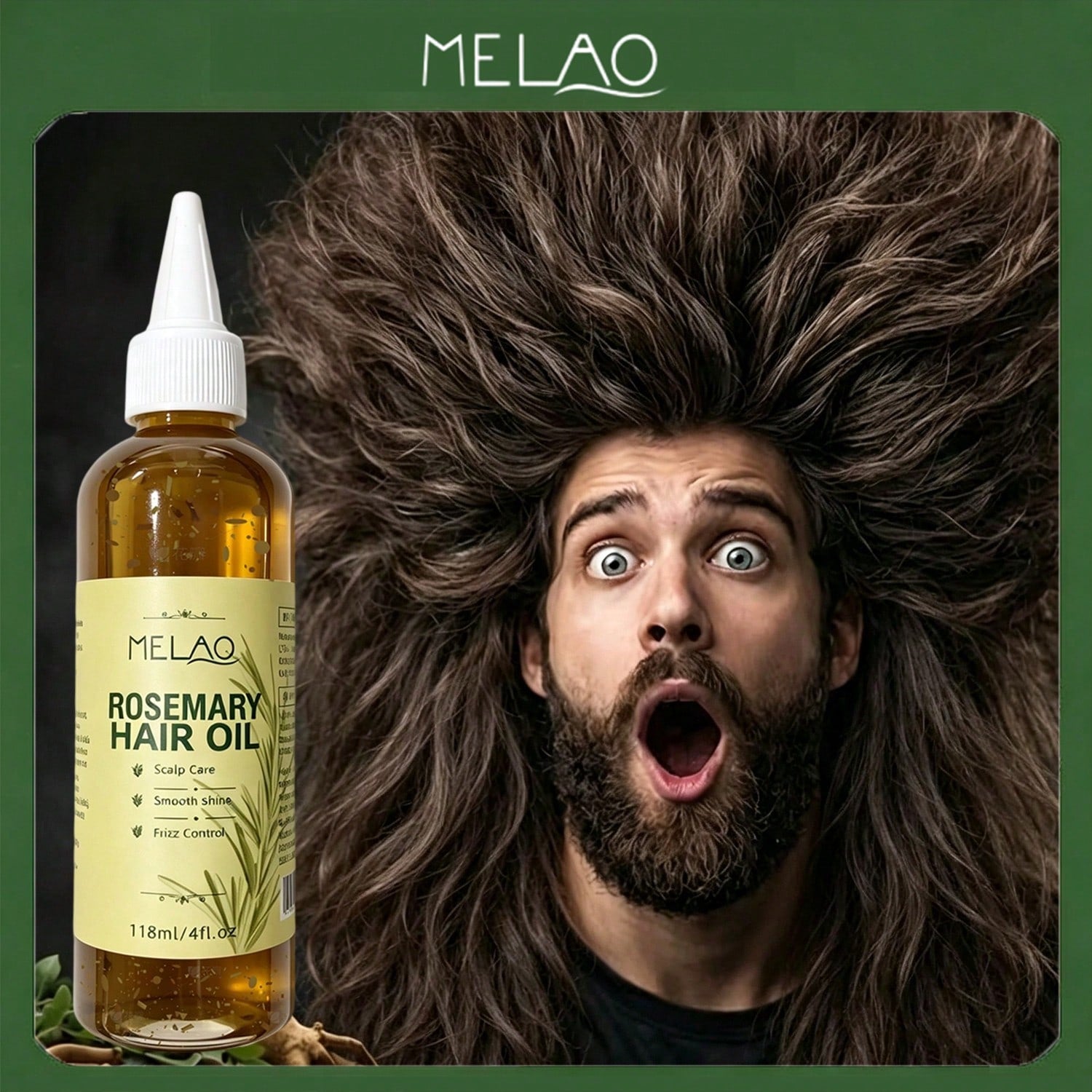 MELAO Rosemary Hair Oil 118ml/4fl.oz, Natural Rosemary Scalp Care Oil, Tame Frizz, Boost Hair Smoothness & Long-Lasting Shine