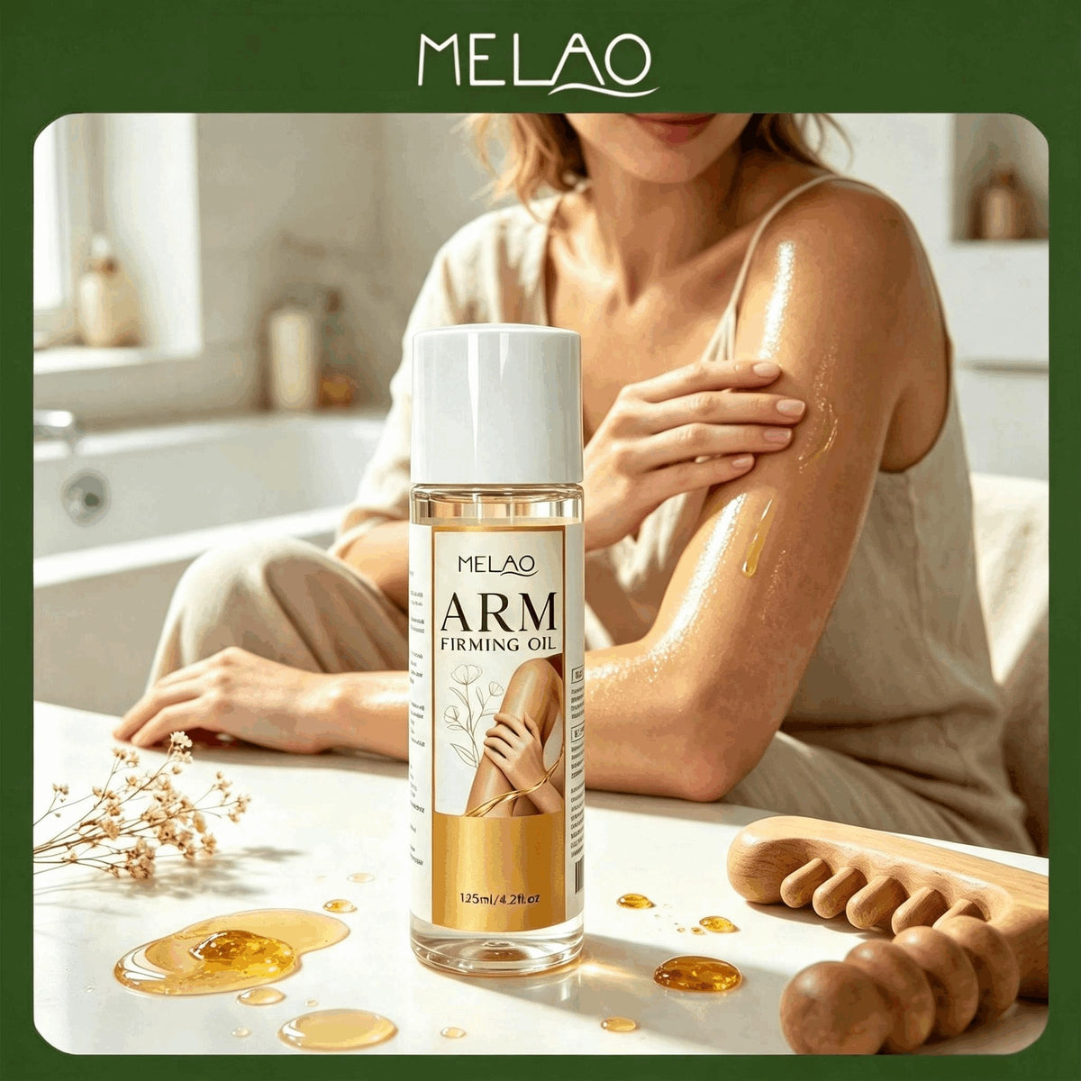 Melao Arm Firming Body Oil 125ml, Moisturizing Skin Care Oil, Soften & Smooth Arm Skin, Lightweight Massage Oil for All Skin Types