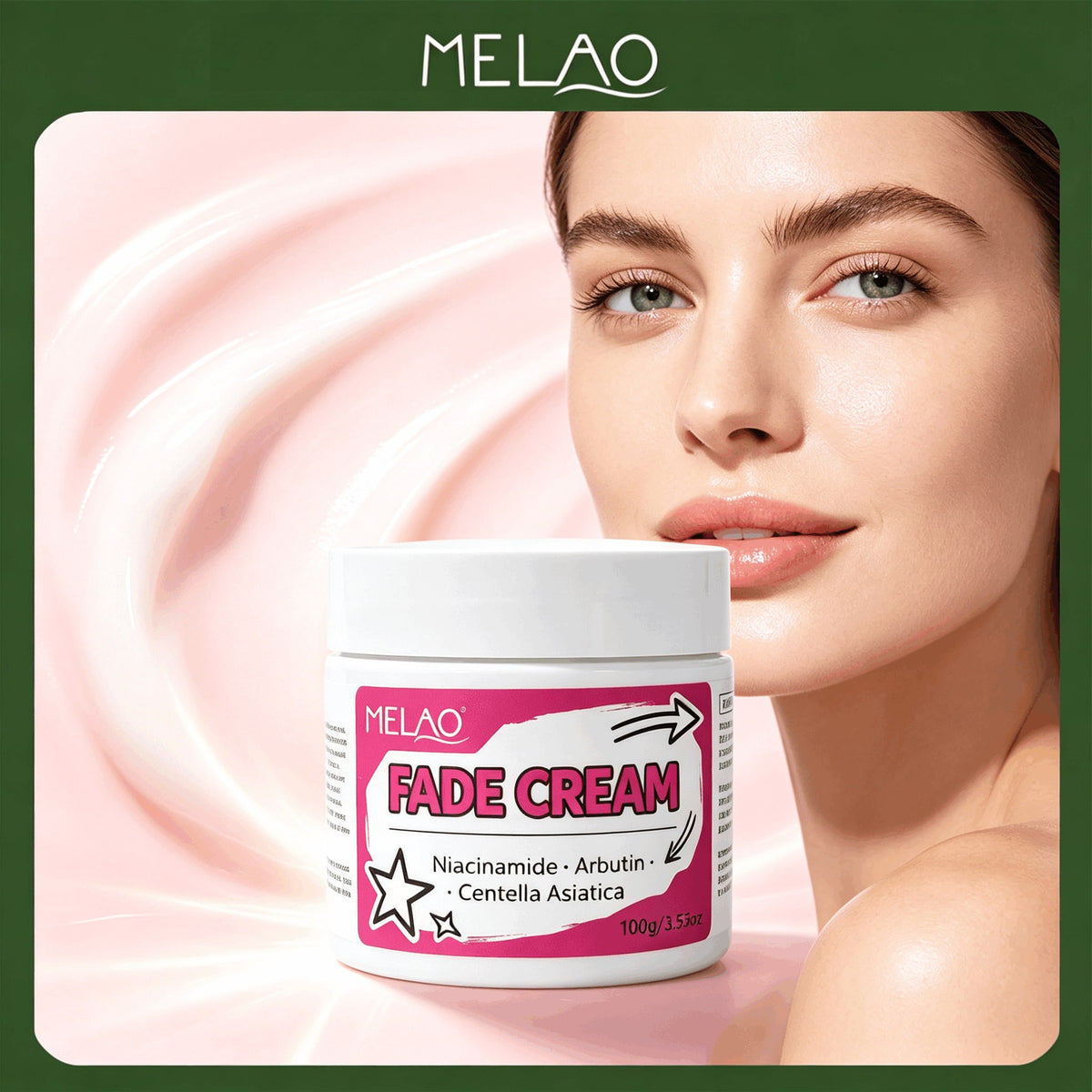 MELAO Fade Cream with Niacinamide Arbutin Centella Asiatica, Hydrating Smoothing Skin Cream, Facial & Body Skin Care Lotion, Daily Moisturizing Beauty Cream 100g