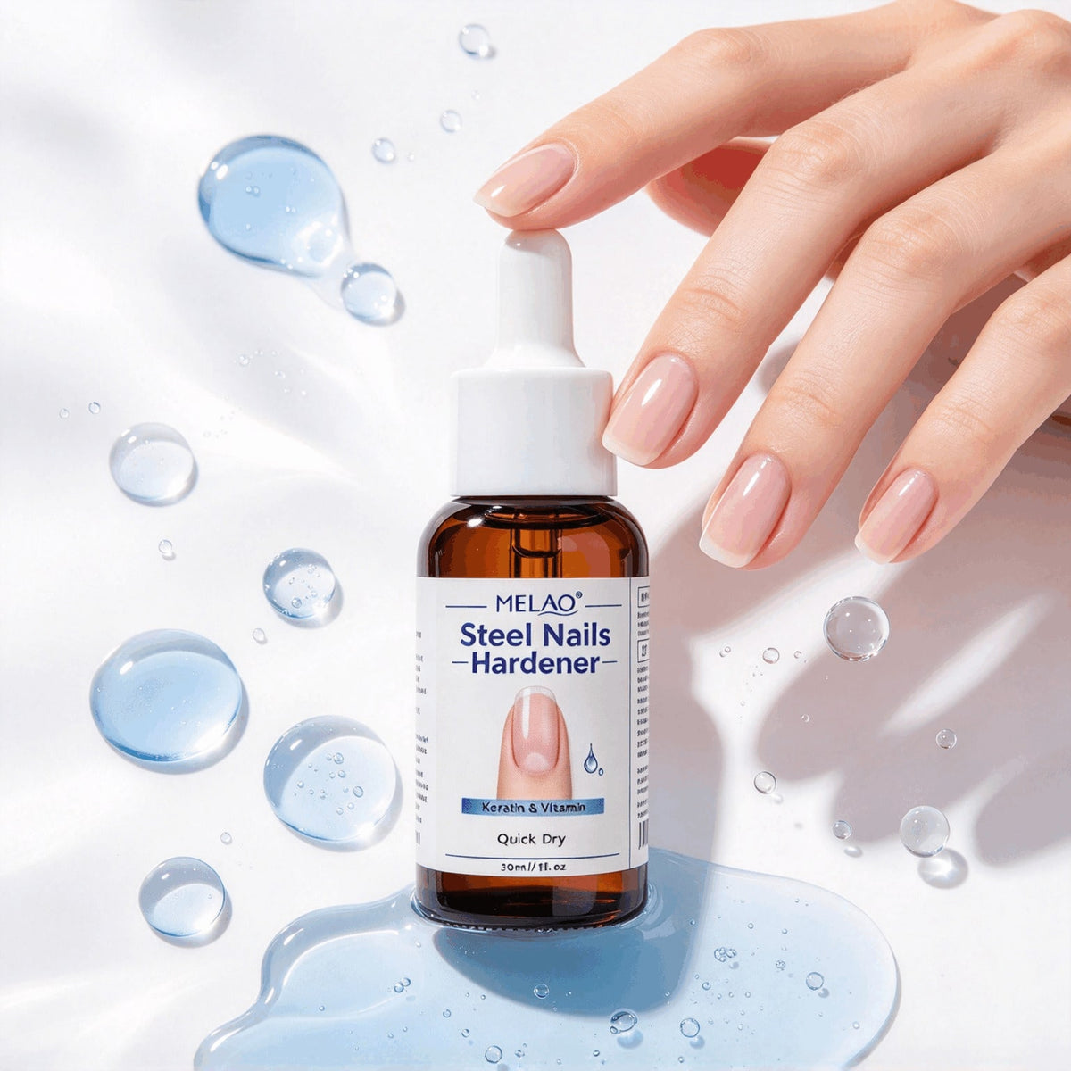 MELAO Steel Nails Hardener, Keratin & Vitamin Nail Strengthener, Quick Dry Nail Care Serum, Nail Protection Liquid for Weak Brittle Nails