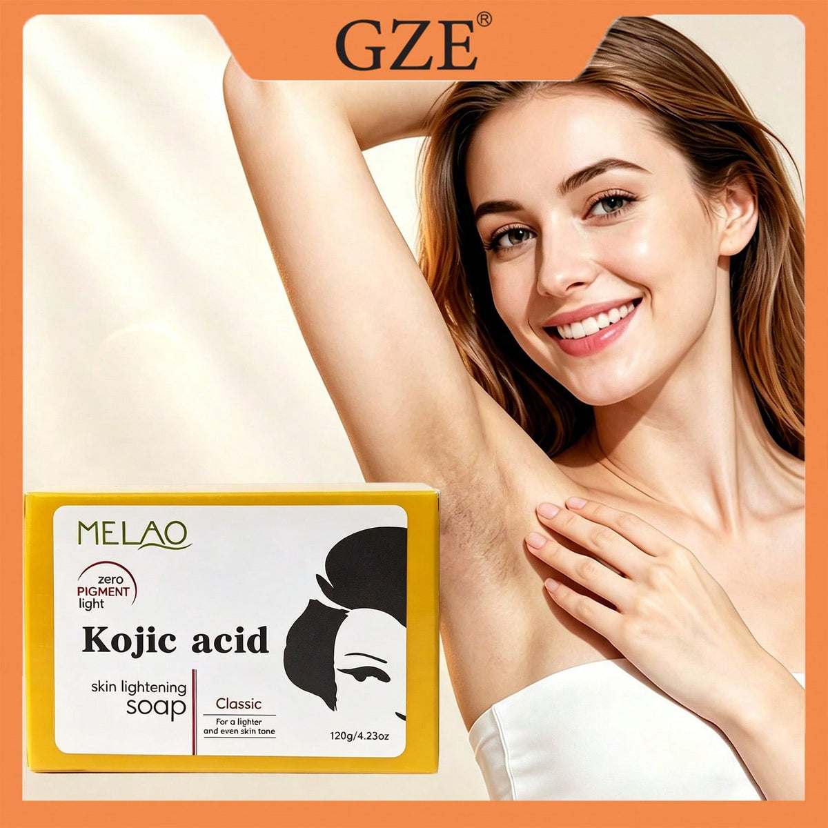 MELAO Kojic Acid Skin Lightening Soap 120g, Classic Brightening Bar Soap, Even Skin Tone, Clean Dull Skin, Deep Cleansing Body & Facial Soap, Daily Skin Cleanser