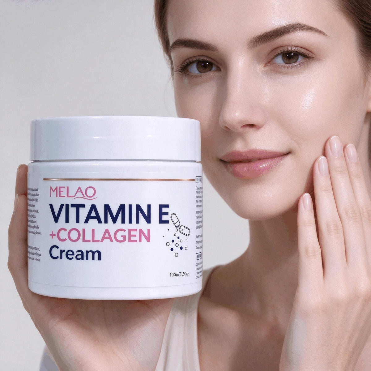 MELAO Vitamin E Collagen Cream, Moisturizing Face Body Lotion, Anti Dry Skin, Hydrating Skin Repair Cream, Skin Brightening Firming Moisturizer for Women Daily Skincare 100g