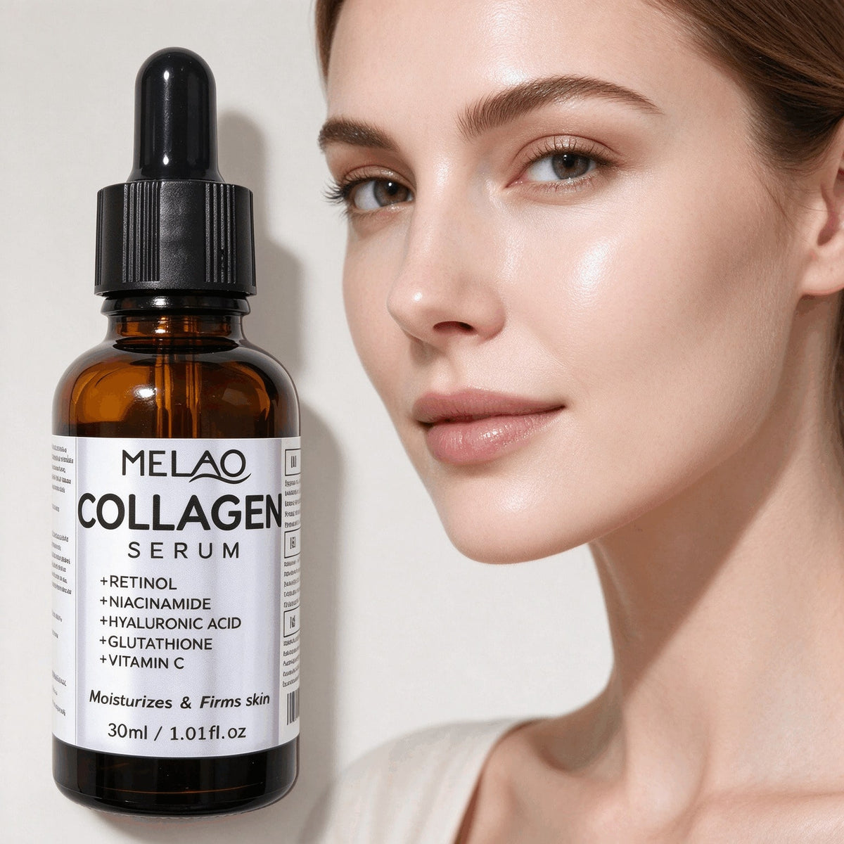 MELAO Collagen Serum, Retinol Niacinamide Hyaluronic Acid Glutathione Vitamin C Facial Serum, Deep Moisturizing, Firm Skin, Anti Aging Face Essence, Reduce Fine Lines 30ml