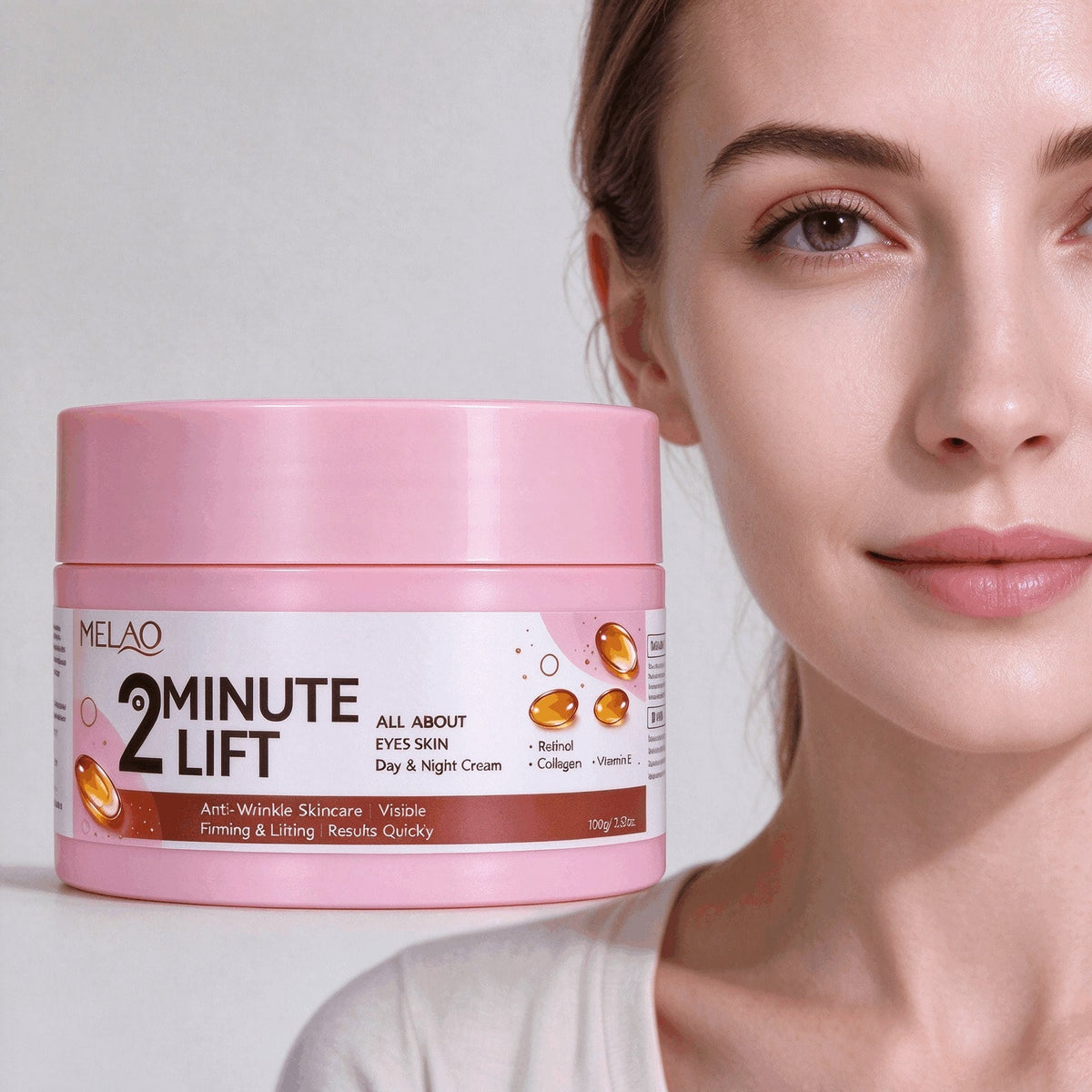 MELAO 2 Minute Lift Eye Cream, Retinol Collagen Vitamin E Anti Wrinkle Cream, Lifting Firming Eye Skin Moisturizer, Day Night Anti-Aging Under Eye Skincare
