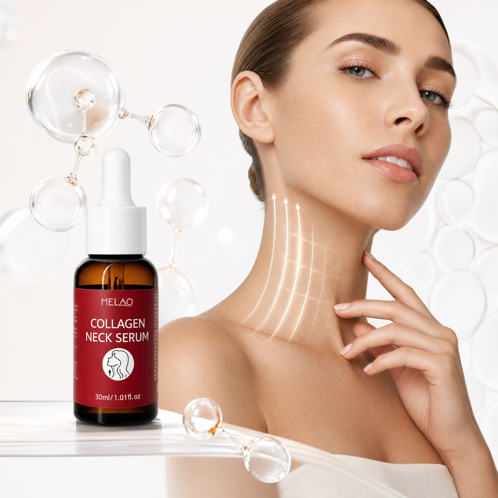 MELAO MELAO Collagen Neck Serum, Hydrating & Firming Neck Essence, Anti-Aging Skin Care Serum for Tightening, Smoothing Fine Lines & Moisturizing, Daily Neck Lotion for Youthful-Looking Skin, 30ml
