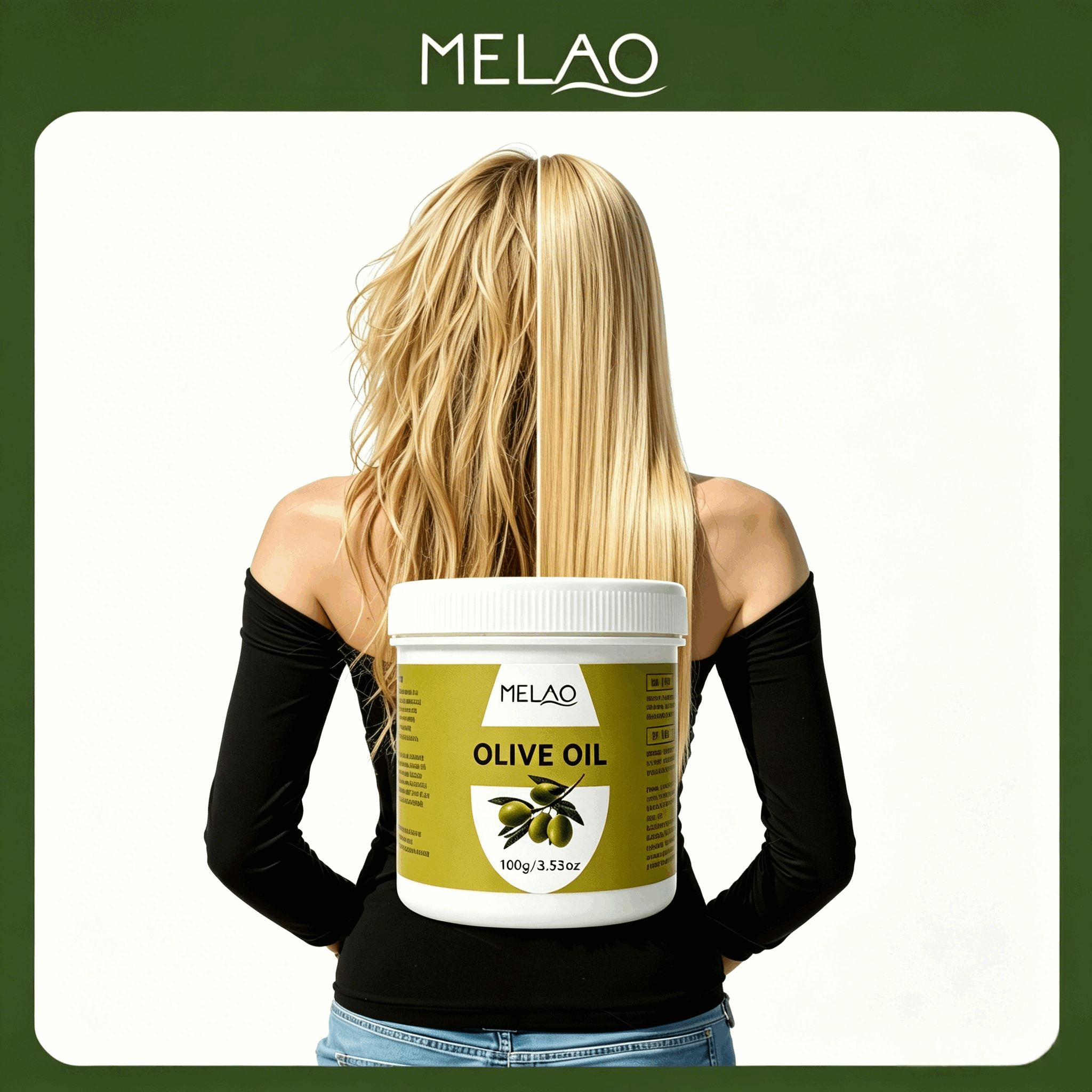 MELAO Olive Oil for Dry Skin & Hair - Deeply Moisturizes, Nourishes Scalp, Reduces Frizz & Dullness, Natural Skin & Hair Care