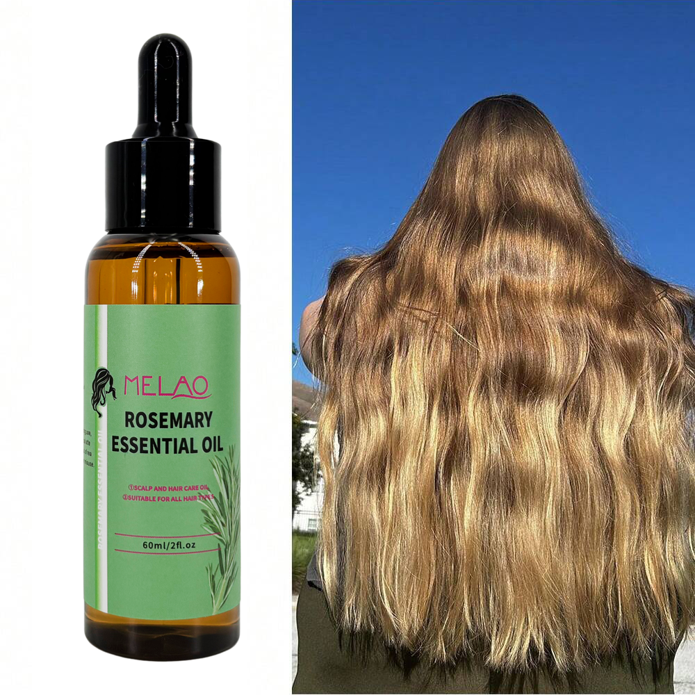 2 Pack MELAO Rosemary Hair Oil For All Hair Types 60ml Multi-Purpose For Hair And Body Care Eyebrows Eyelashes Face Skin Body Premium Essential Oil Moisturizing