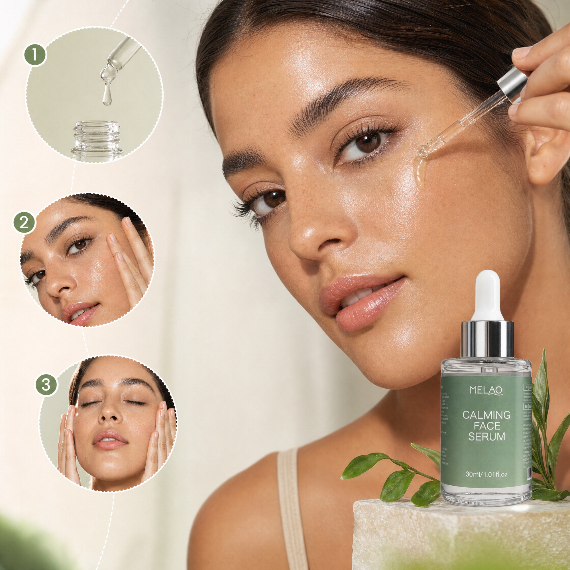 MELAO Calming Face Serum, Soothing &amp; Hydrating Facial Essence for Sensitive &amp; Irritated Skin, Daily Skin Care Serum to Reduce Redness, Calm Discomfort &amp; Support a Healthy, Balanced-Looking Complexion, 30ml