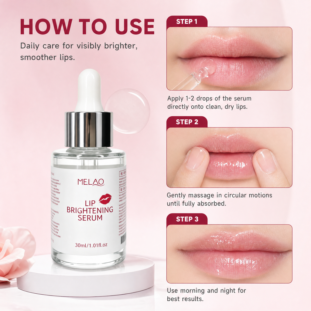 MELAO Lip Brightening Serum, Hydrating & Moisturizing Lip Care Essence, Daily Lip Serum to Support Soft, Smooth, Plump & Healthy-Looking Lips, Reduces Dryness, 30ml