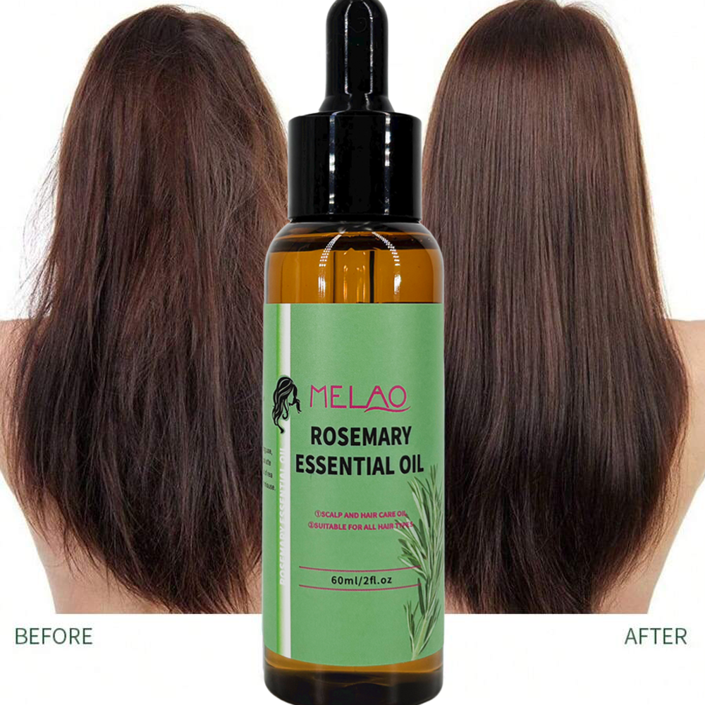 2 Pack MELAO Rosemary Hair Oil For All Hair Types 60ml Multi-Purpose For Hair And Body Care Eyebrows Eyelashes Face Skin Body Premium Essential Oil Moisturizing