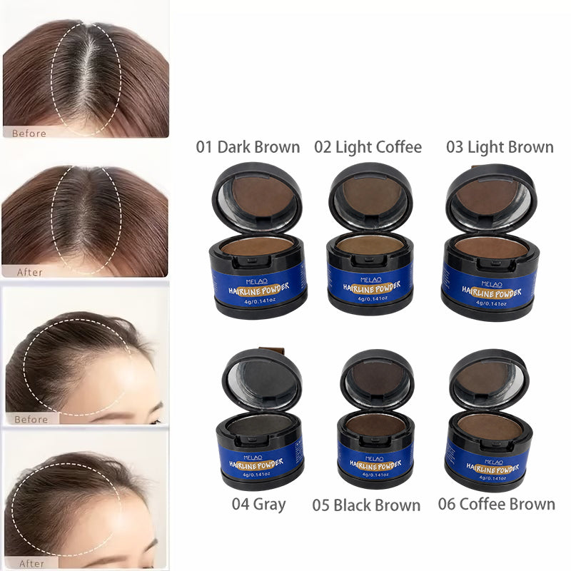 MELAO Hairline Powder Root Concealer - 6 Shades Available, Waterproof, Long-Lasting, Natural Hairline Filler for Thinning Hair, Gray Hair Coverage for Women & Men