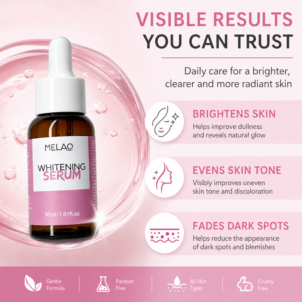 MELAO Whitening Face & Body Serum, Hydrating & Glow-Boosting Serum for Even Skin Tone, Daily Skin Care Serum, 30ml