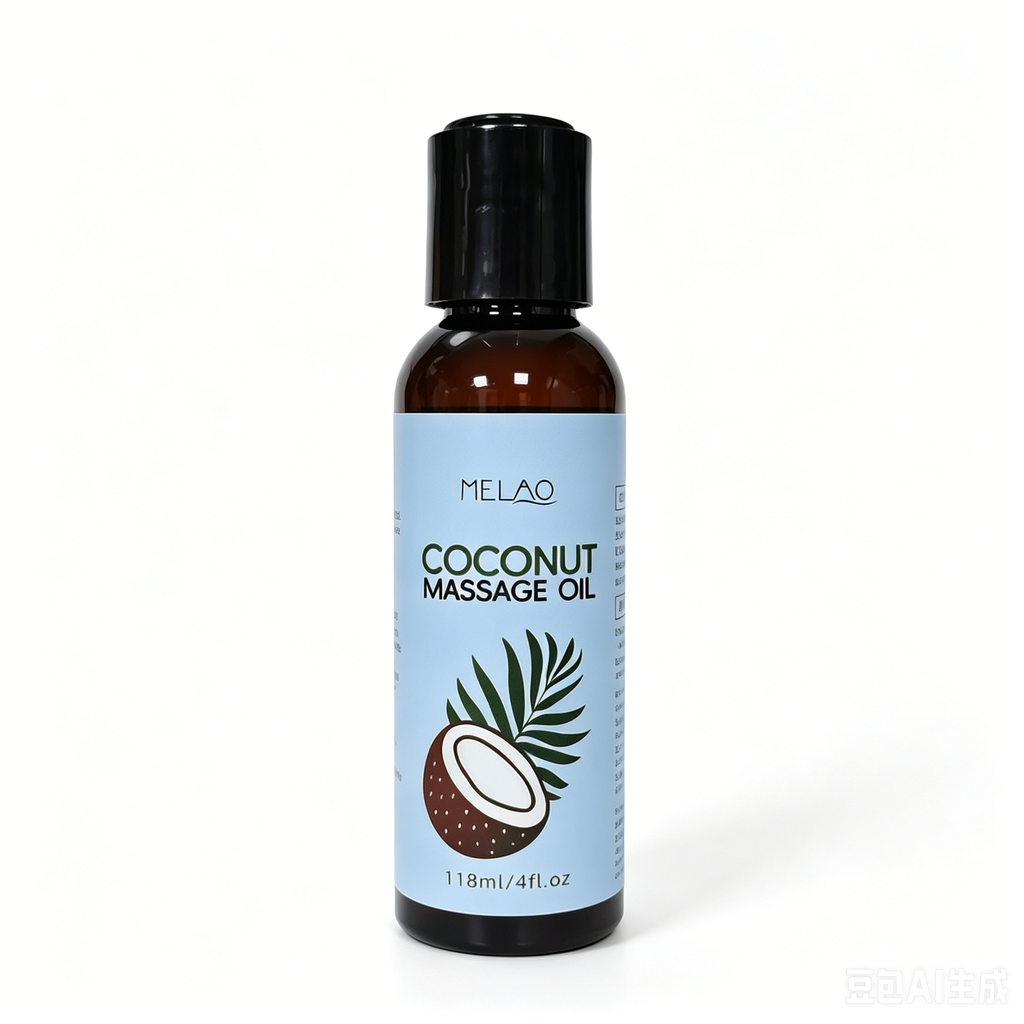 MELAO Coconut Massage Oil 118ml/4fl.oz, Deep Hydrating & Nourishing Full Body Massage Oil, Moisturizing Coconut Oil for Dry Skin & Relaxation