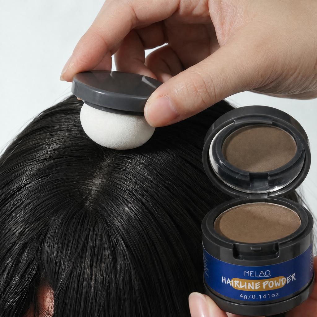 MELAO Hairline Powder Root Concealer - 6 Shades Available, Waterproof, Long-Lasting, Natural Hairline Filler for Thinning Hair, Gray Hair Coverage for Women & Men
