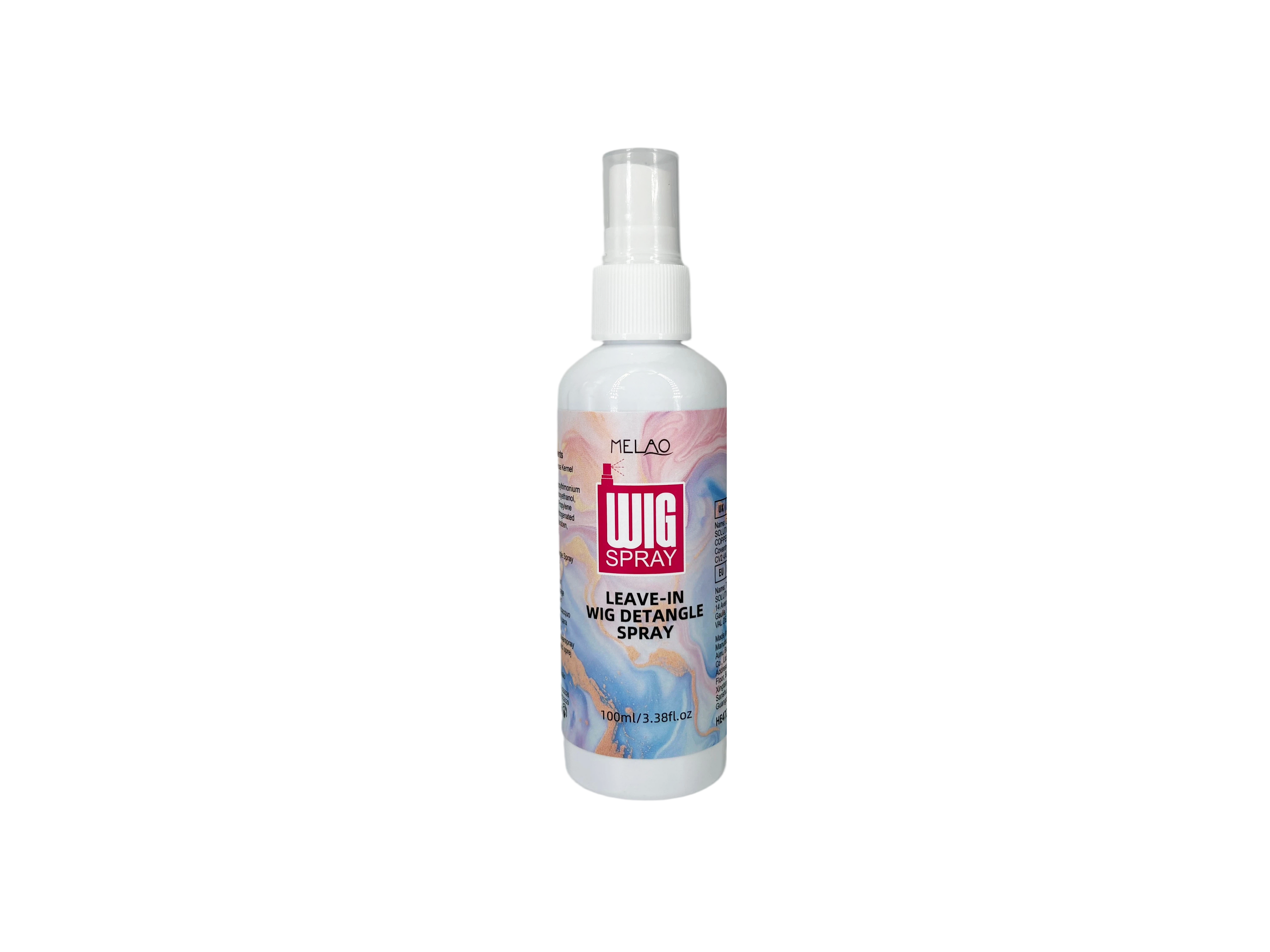 Wig Spray & Leave-In Detangler, MELAO Wig Leave-In Detangle Spray for Synthetic & Human Hair Wigs, Anti Frizz, Tames Knots & Adds Shine, for Effortless Wig Styling & Care, Salon Quality Formula, 100ml/3.38fl.oz