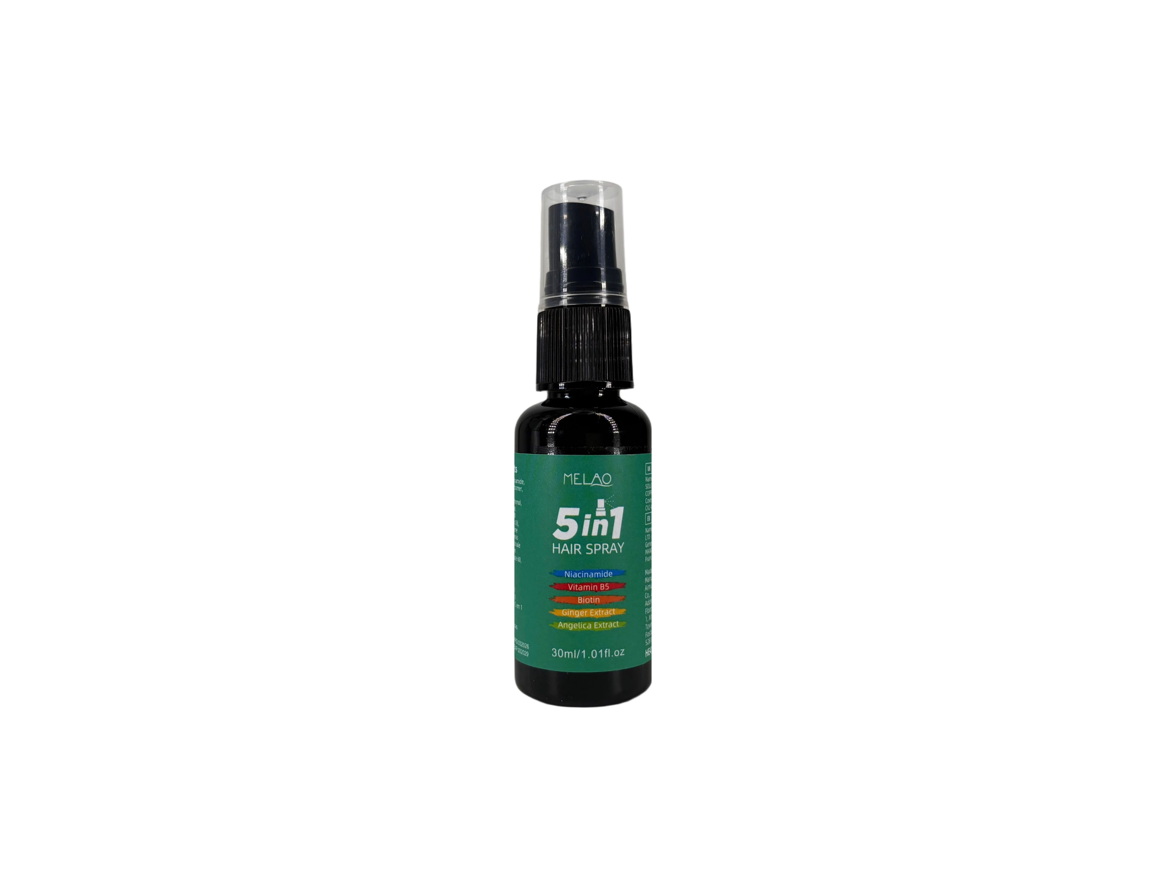 MELAO 5-in-1 Hair Strengthening Spray with Niacinamide & Biotin - 30ml Volumizing Treatment for Thicker, Fuller Hair | Infused with Ginger & Angelica Extracts | Vitamin B5 Enriched | Daily Use for Healthy Scalp & Stronger Strands