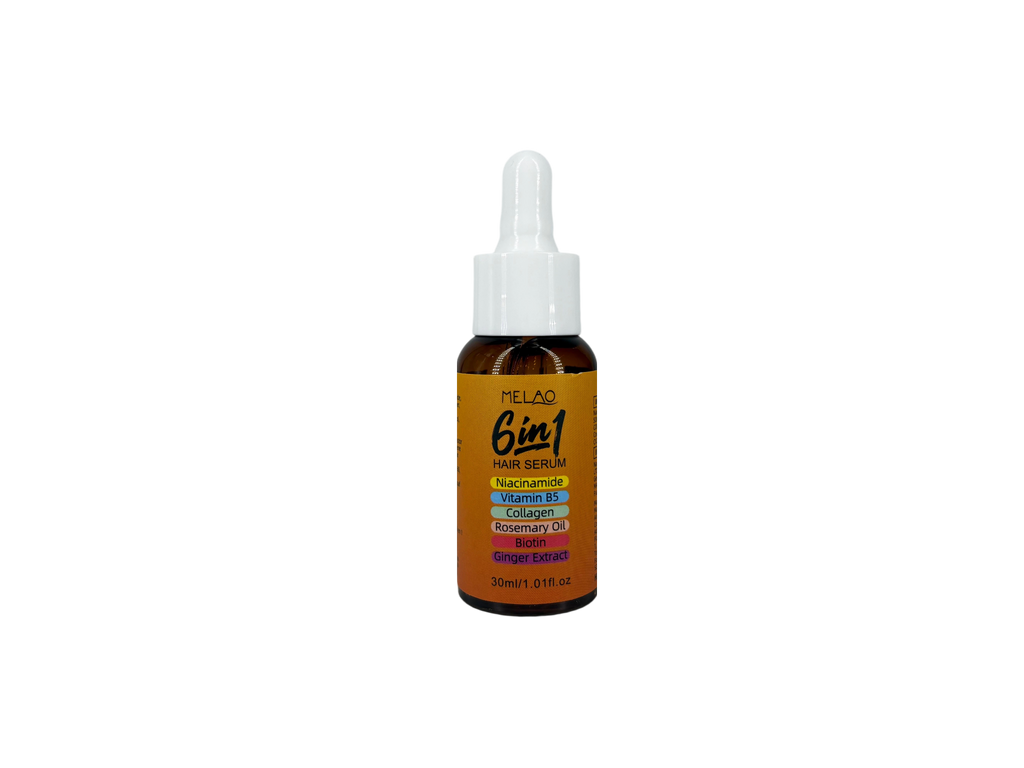 MELAO 6-in-1 Hair Serum with Niacinamide & Biotin - 30ml Nourishing Formula | Infused with Rosemary Oil & Ginger Extract | Vitamin B5 & Collagen Enriched | For Healthy Scalp & Stronger Hair