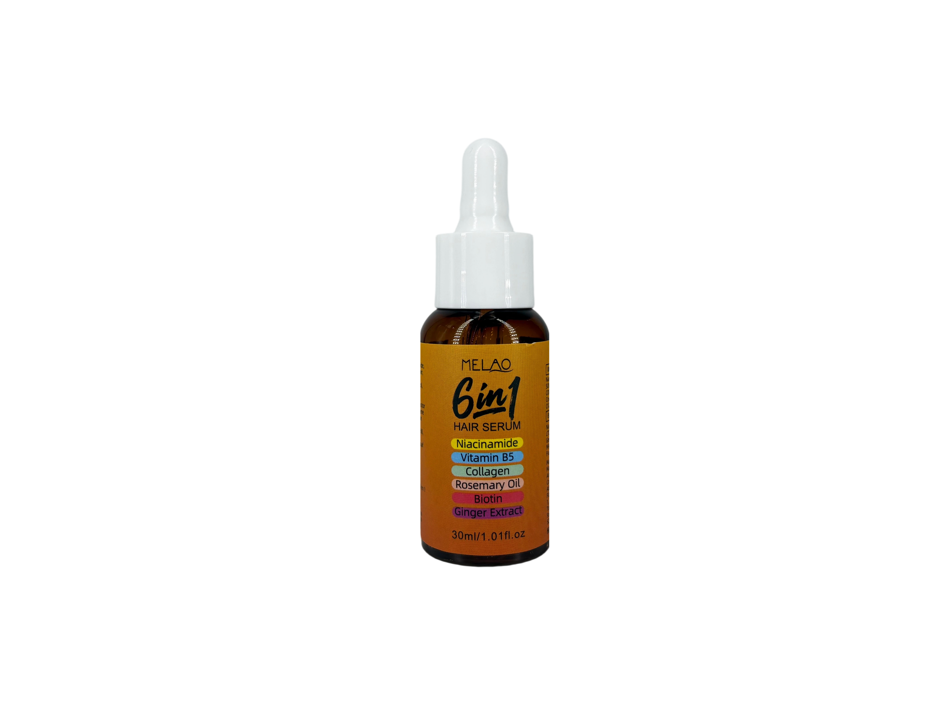 MELAO 6-in-1 Hair Serum with Niacinamide & Biotin - 30ml Nourishing Formula | Infused with Rosemary Oil & Ginger Extract | Vitamin B5 & Collagen Enriched | For Healthy Scalp & Stronger Hair