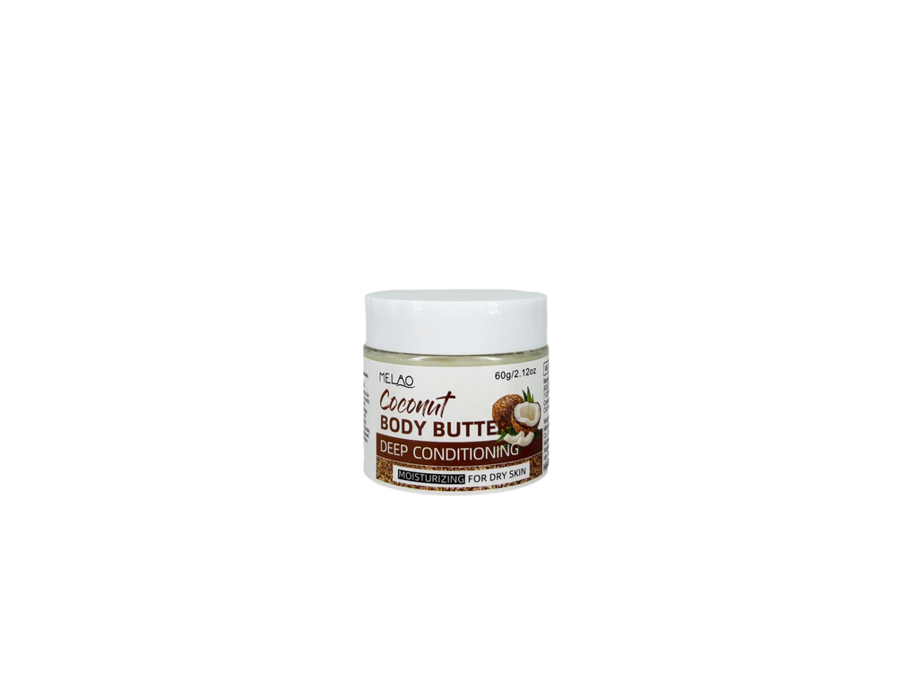 Coconut Body Butter, MELAO Deep Conditioning Body Butter with Coconut Oil, Intensely Moisturizing for Dry Skin, Nourishing & Smoothing Skin Cream, 60g/2.12oz
