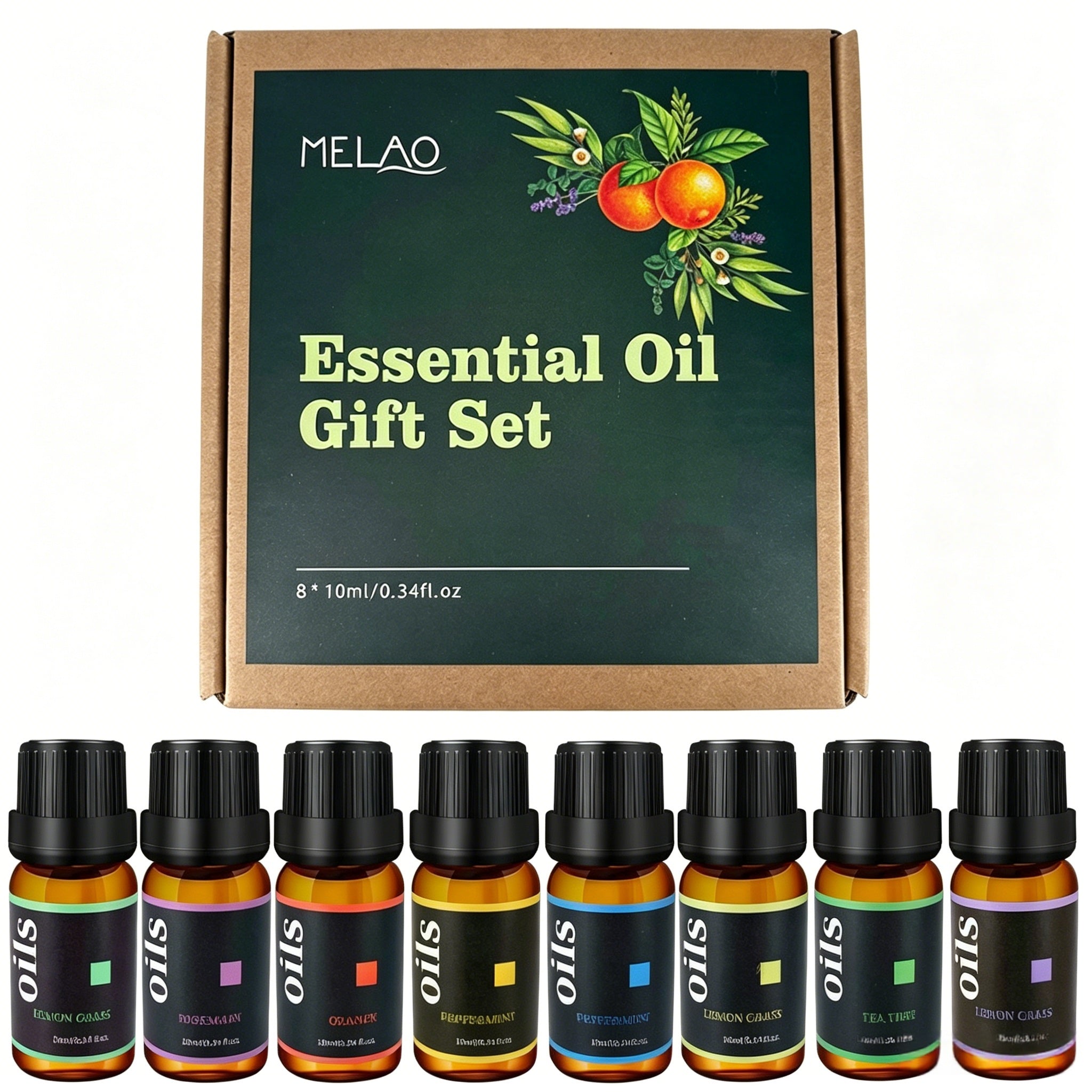 8 Kinds Of Essential Oils, MELAO Aromatherapy Essential Oil Kit For Diffuser, Humidifiers, Massage, Aromatherapy, Candle Making, Skin And Hair