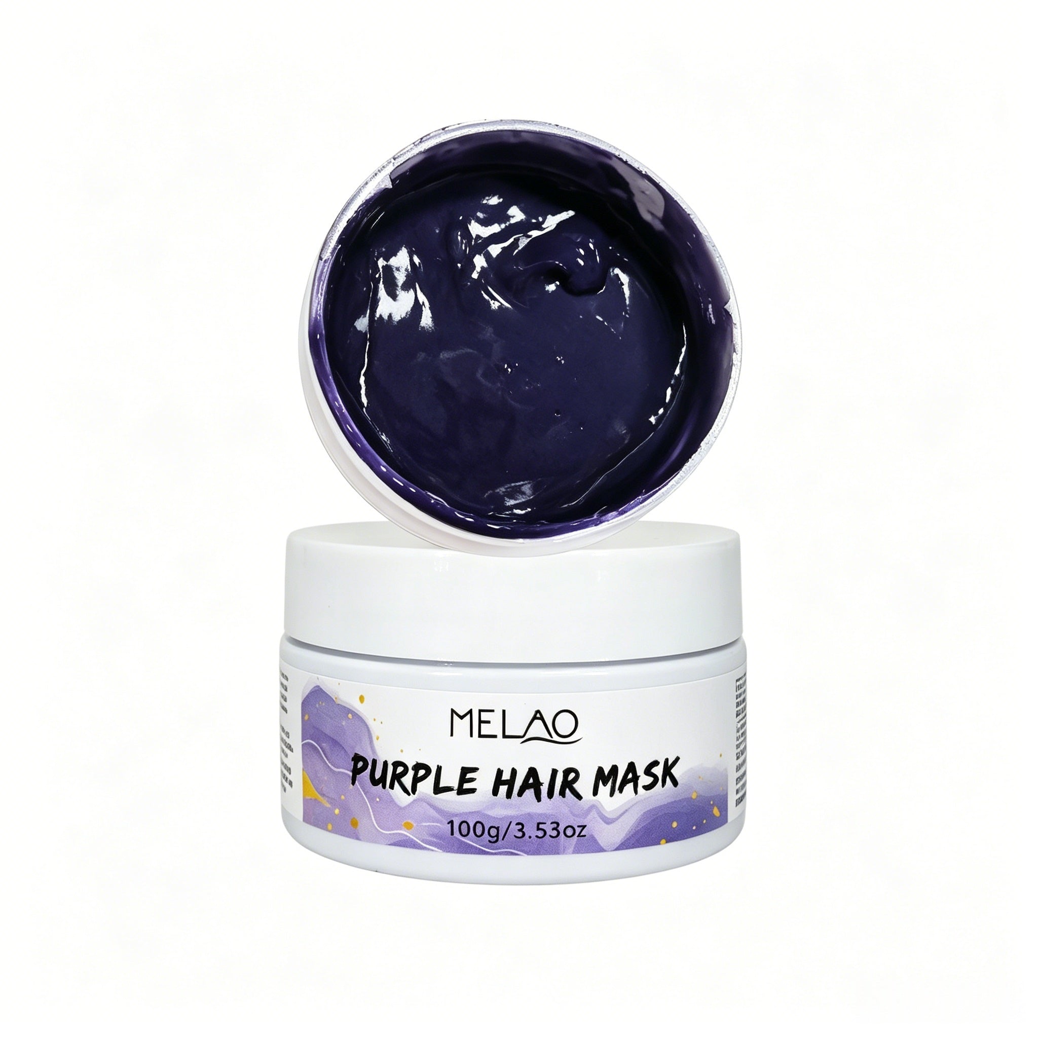 Purple Hair Mask, MELAO Color Care & Repair Hair Mask, for Dry, Damaged & Color-Treated Hair, Deep Conditioning, Tames Frizz, Adds Shine & Softness, 100g/3.53oz